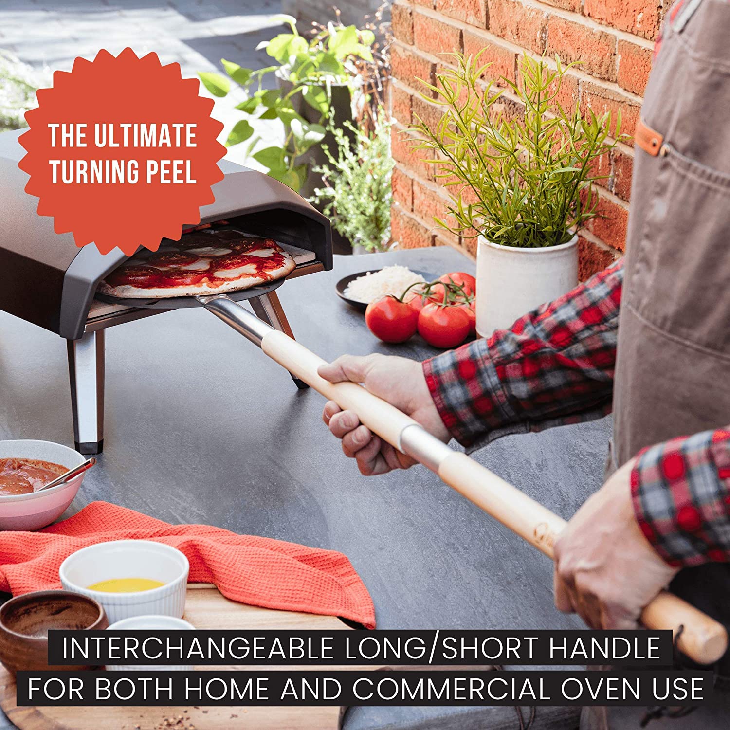 Pelle à pizza en aluminium de 9 po avec manche en bois amovible pour un rangement facile, spatule à pizza Gourmet Luxury de 47 po pour préparer du