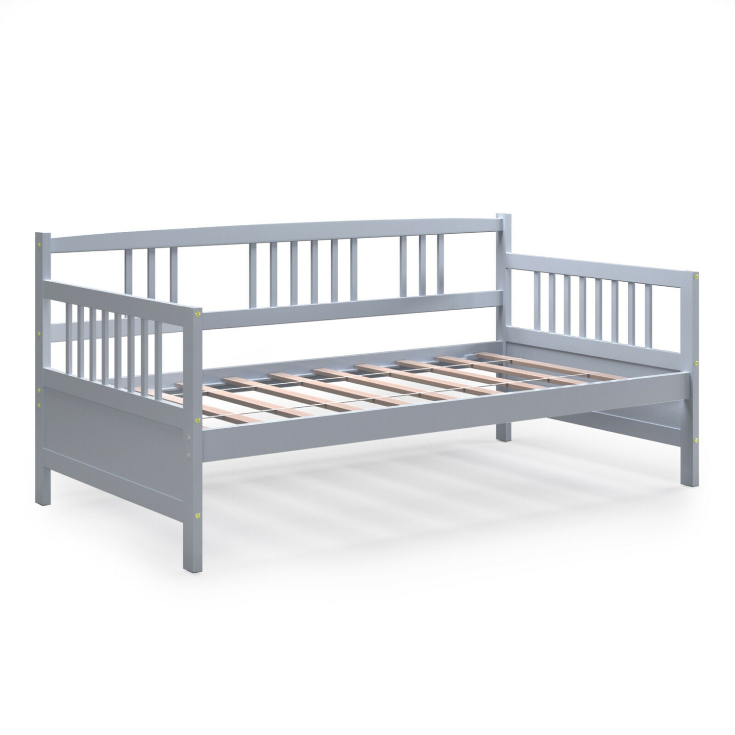 Gymax Twin Size Wooden Slats Daybed Bed Sofa Support Platform Sturdy W/Rails