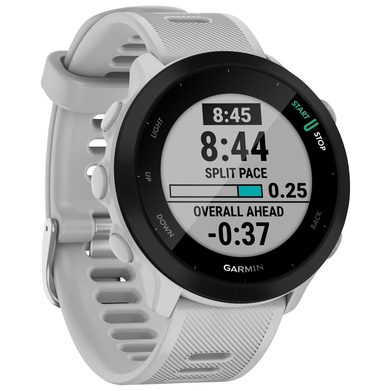 Montre intelligente Bluetooth Forerunner 55 de Garmin pour la course - Blanc