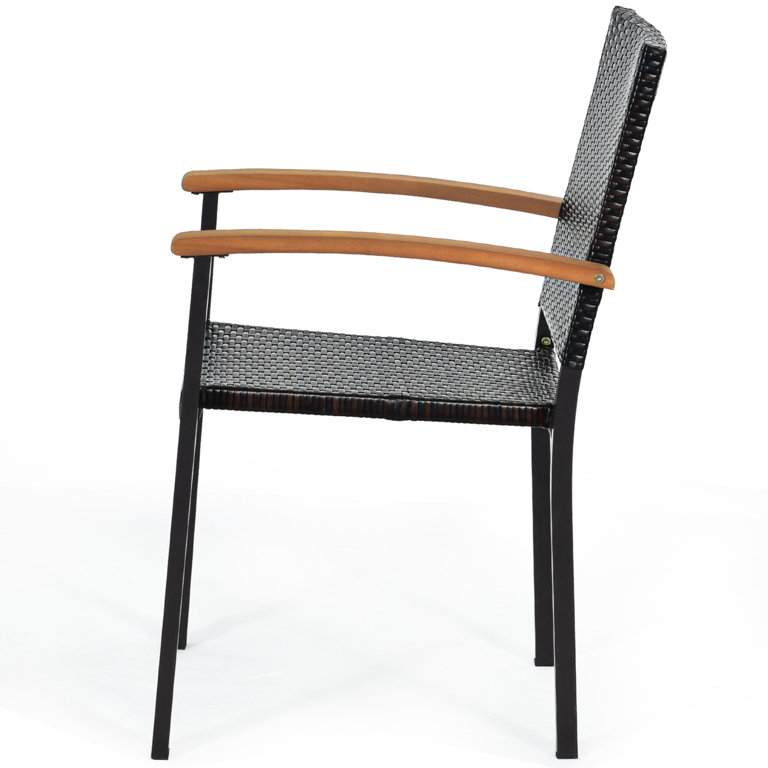 Gymax 4PCS Stackable Patio Wicker Dining Chair Rattan Armchair Outdoor Yard