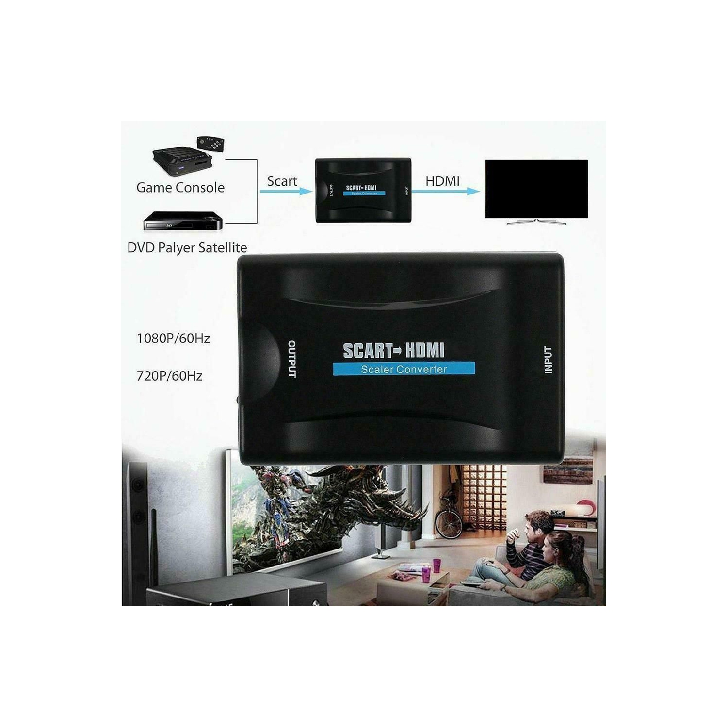 ISTAR SCART to HDMI Converter Audio Video Converter Scaler Adapter with USB Power Adapter for HDTV STB VHS Sky DVD 1080P