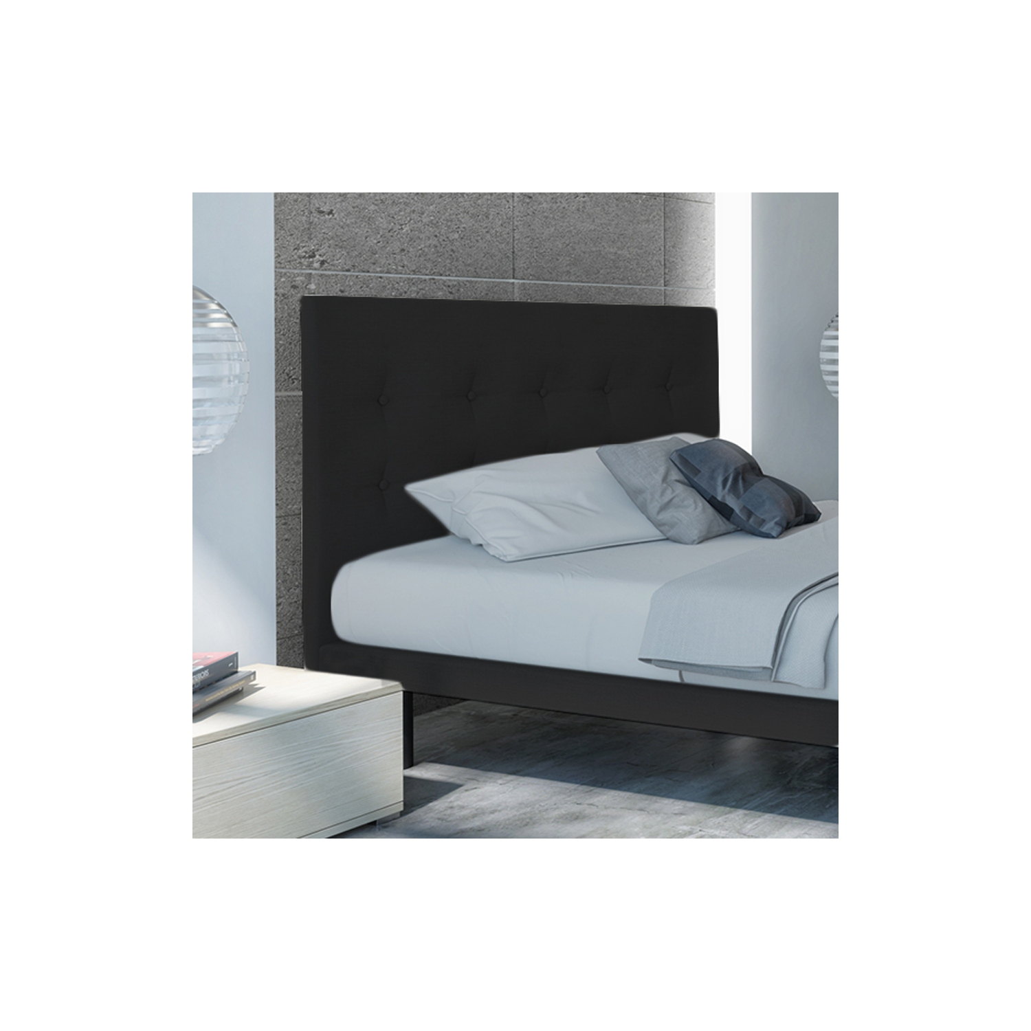Tête de lit tapissée contemporaine Sleep Country Coralie - Double - Noir