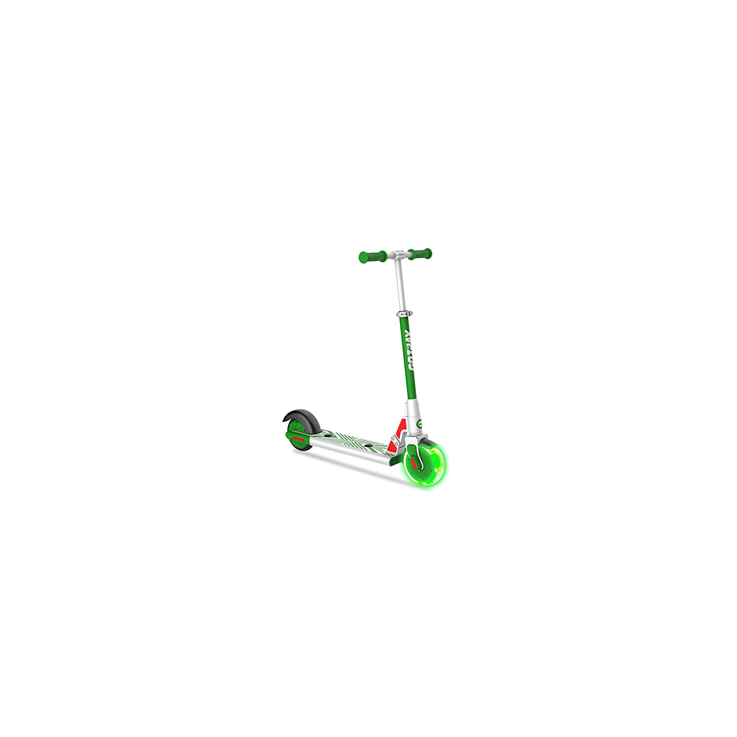 GOTRAX GKS LUMIOS Electric Scooter for Kids 6-12, 150W Motor and 25.2V 2.6Ah Lithium Battery, 6" LED Luminous Front Wheel and 3 Adjustable Heights, Safety UL2272 Certified(Green)