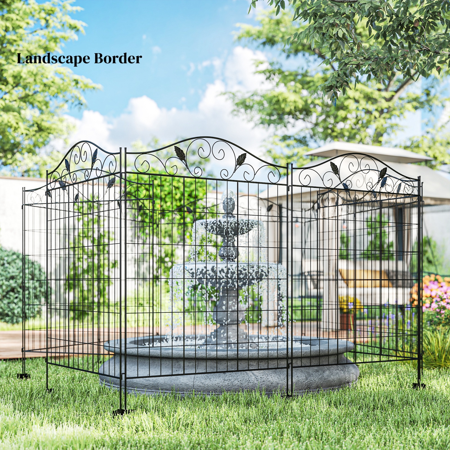 Outsunny Garden Decorative Fence 4 Panels 44in x 12ft Steel Wire Border Edging for Landscaping