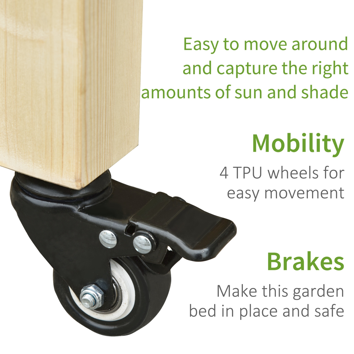 Outsunny Raised Garden Bed, Mobile Elevated Wood Planter Box with Lockable Wheels, Storage Shelf, Drainage Holes and Bed Liner for Flowers, Herbs,