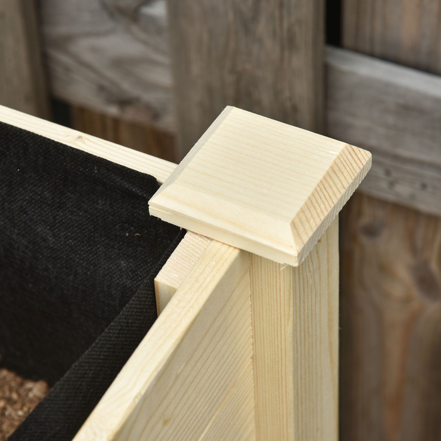 Outsunny Raised Garden Bed, Mobile Elevated Wood Planter Box with Lockable Wheels, Storage Shelf, Drainage Holes and Bed Liner for Flowers, Herbs,