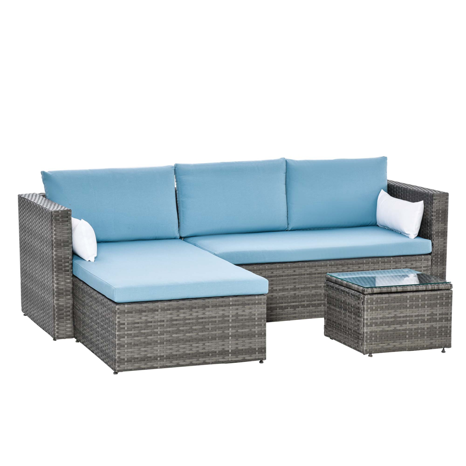 Ensemble de meubles de patio 3 pièces Outsunny Sofa modulaire moderne Chaise en rotin Ensemble de détente extérieur Meubles de jardin en osier tressé