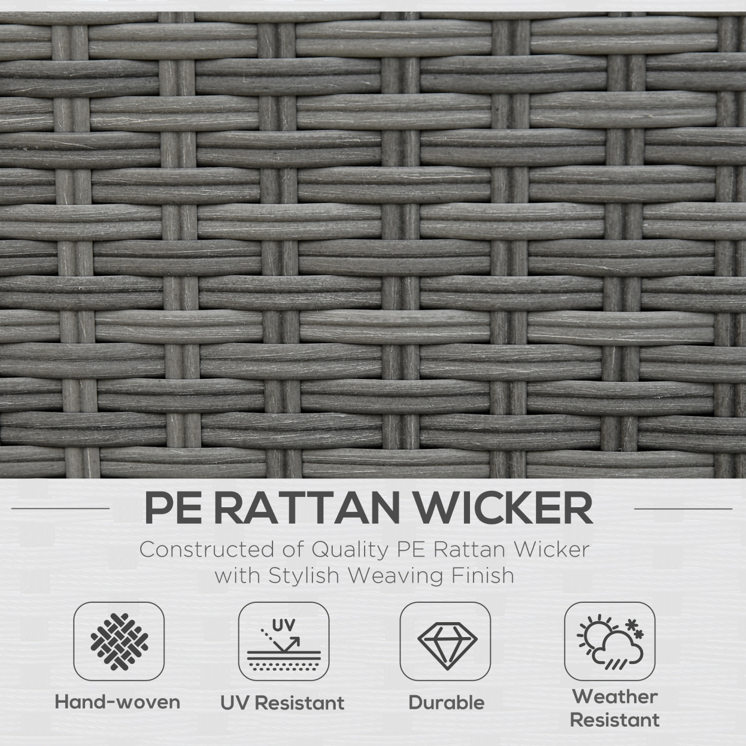 Ensemble de meubles de patio 3 pièces Outsunny Sofa modulaire moderne Chaise en rotin Ensemble de détente extérieur Meubles de jardin en osier tressé