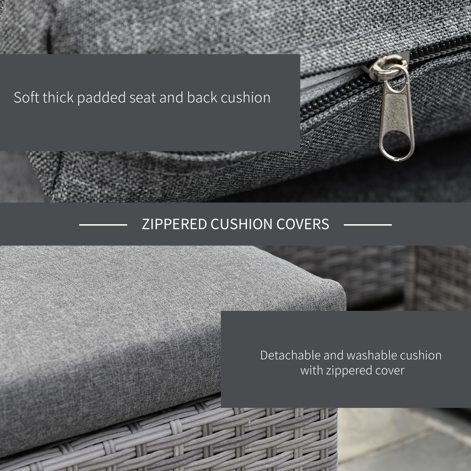 Ensemble de meubles de patio 3 pièces Outsunny Sofa modulaire moderne Chaise en rotin Ensemble de patio en osier tressé à la main Ensemble de patio