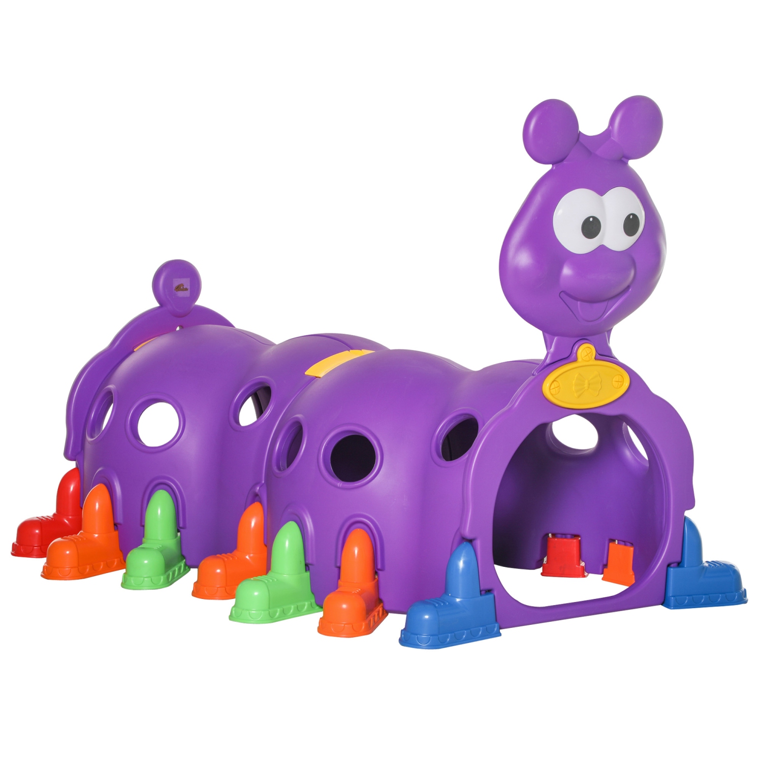 Qaba Caterpillar Tunnels for Kids to Crawl Through Climbing Toy Indoor & Outdoor Play Structure for 3-6 Years Old, Purple