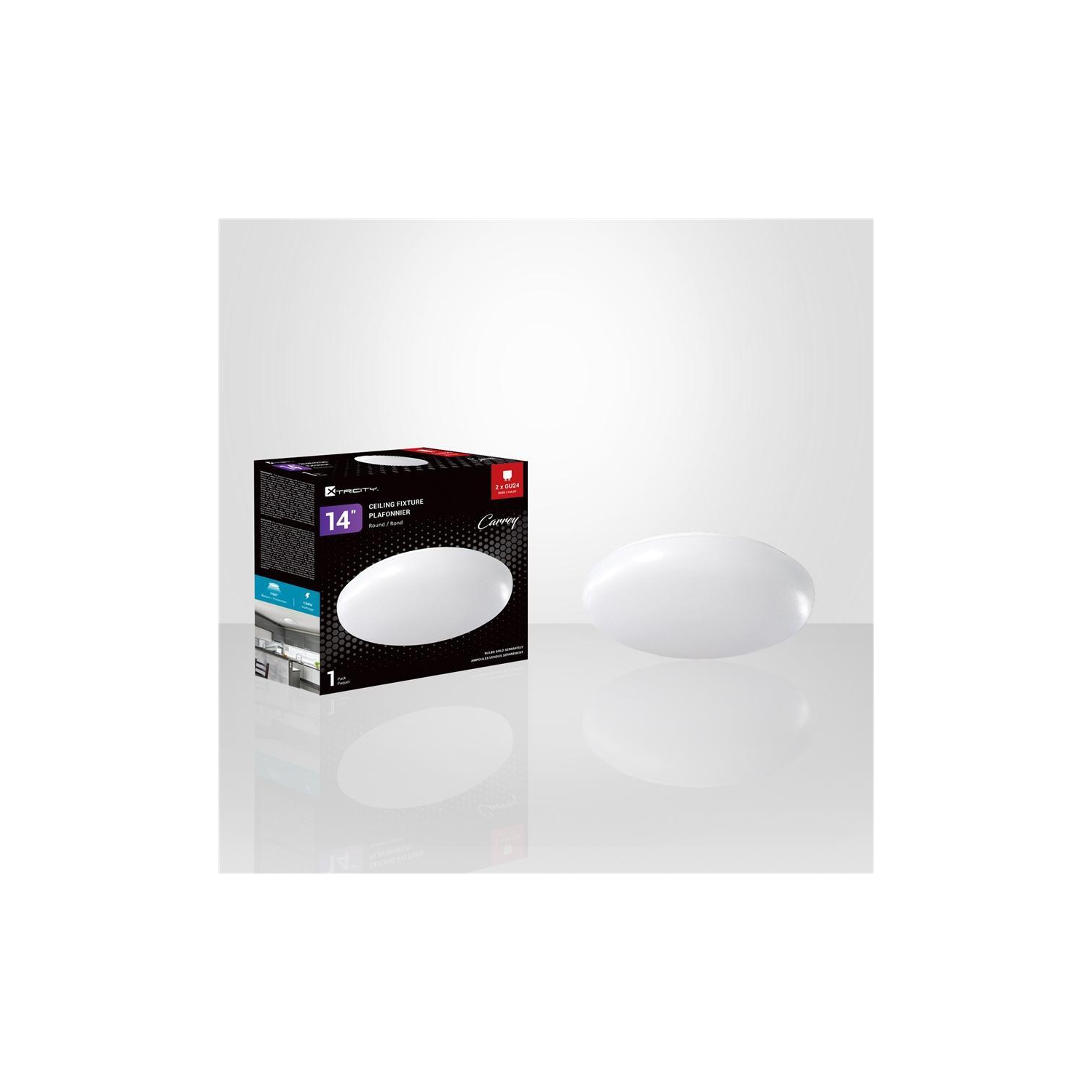 Xtricity - Round Ceiling Light, 14 '' Diameter, From the Carrey Collection, White