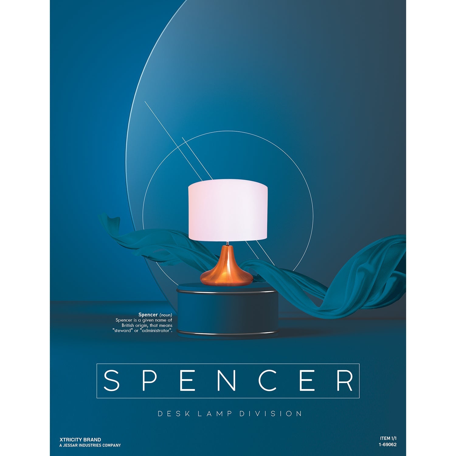 Xtricity - Modern Table Lamp, 15.75'' x 20.0", From The Spencer Collection, Copper