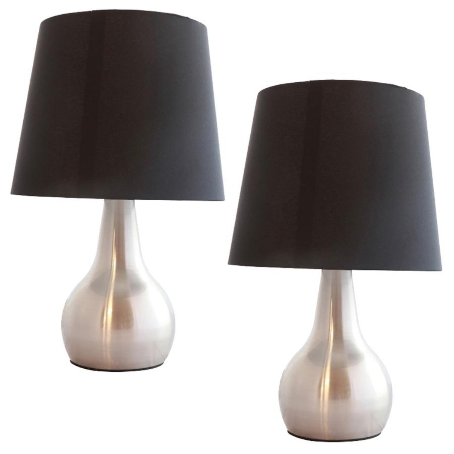 Xtricity - Set of 2 Touch Table Lamps with 3 Level of Intensity, 9 '' x 14.5 '', From the Delano Collection, Black and Silver