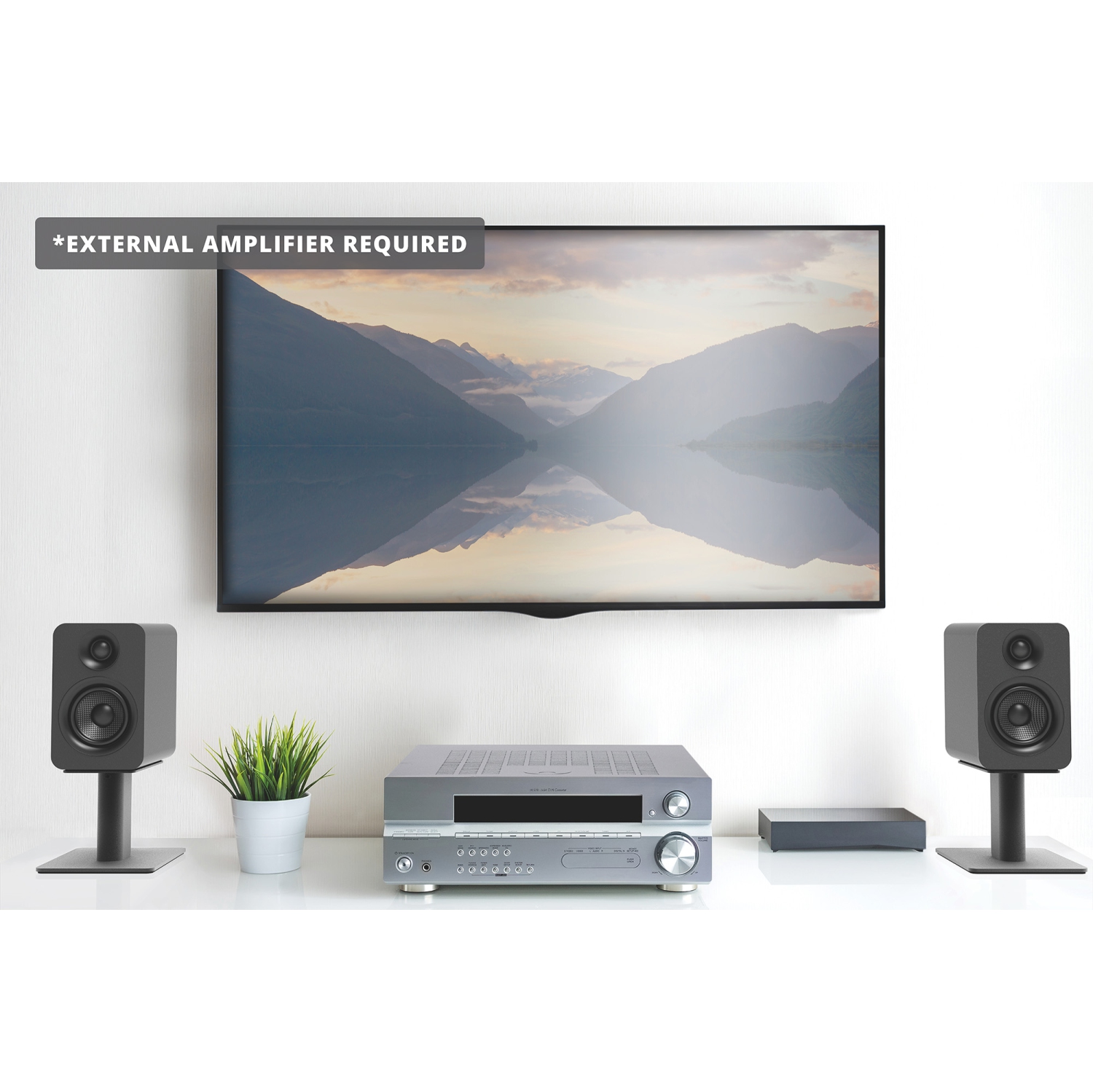 Kanto YUP4 Passive Bookshelf Speakers with 1" Silk Dome Tweeter and 4" Kevlar Woofer | Black | Pair