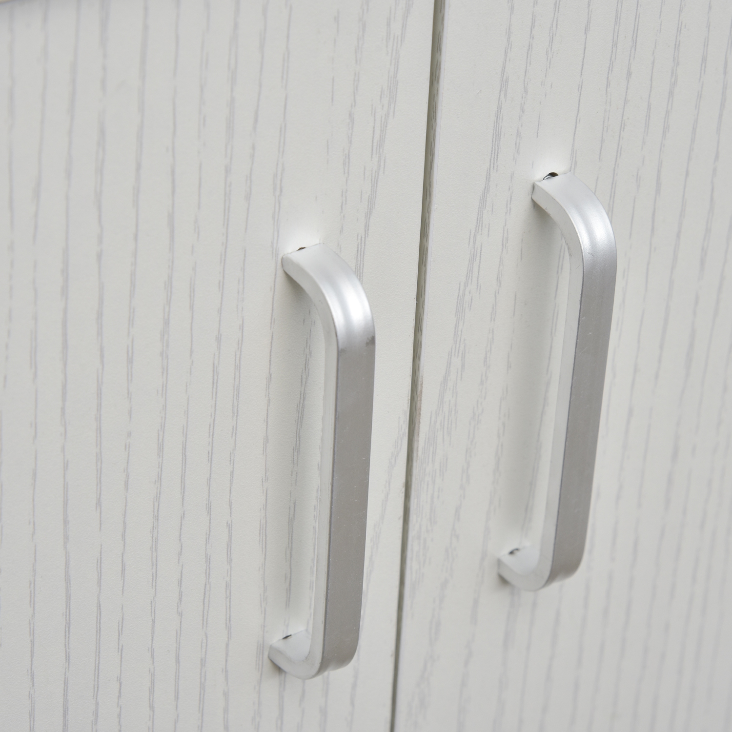 HOMCOM Microwave Cart on Wheels Utility Trolley Storage Sideboard Bookcase with 2-door Cabinet, White Oak