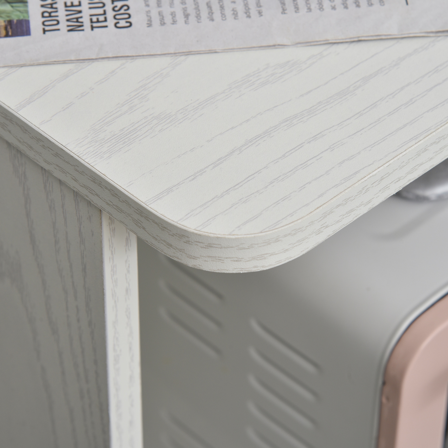 HOMCOM Microwave Cart on Wheels Utility Trolley Storage Sideboard Bookcase with 2-door Cabinet, White Oak