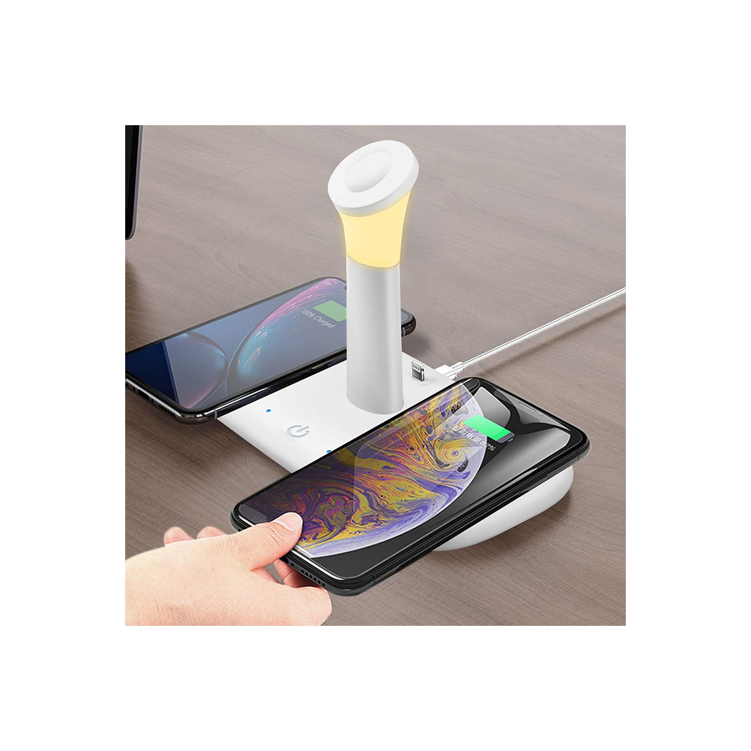 WINGOMART 5in1 Wireless Fast Charging Dock W/ Night Light, Qi Certified for Apple Airpods iPhone 16 pro max iphone 15 14 13 12 wireless charger stand