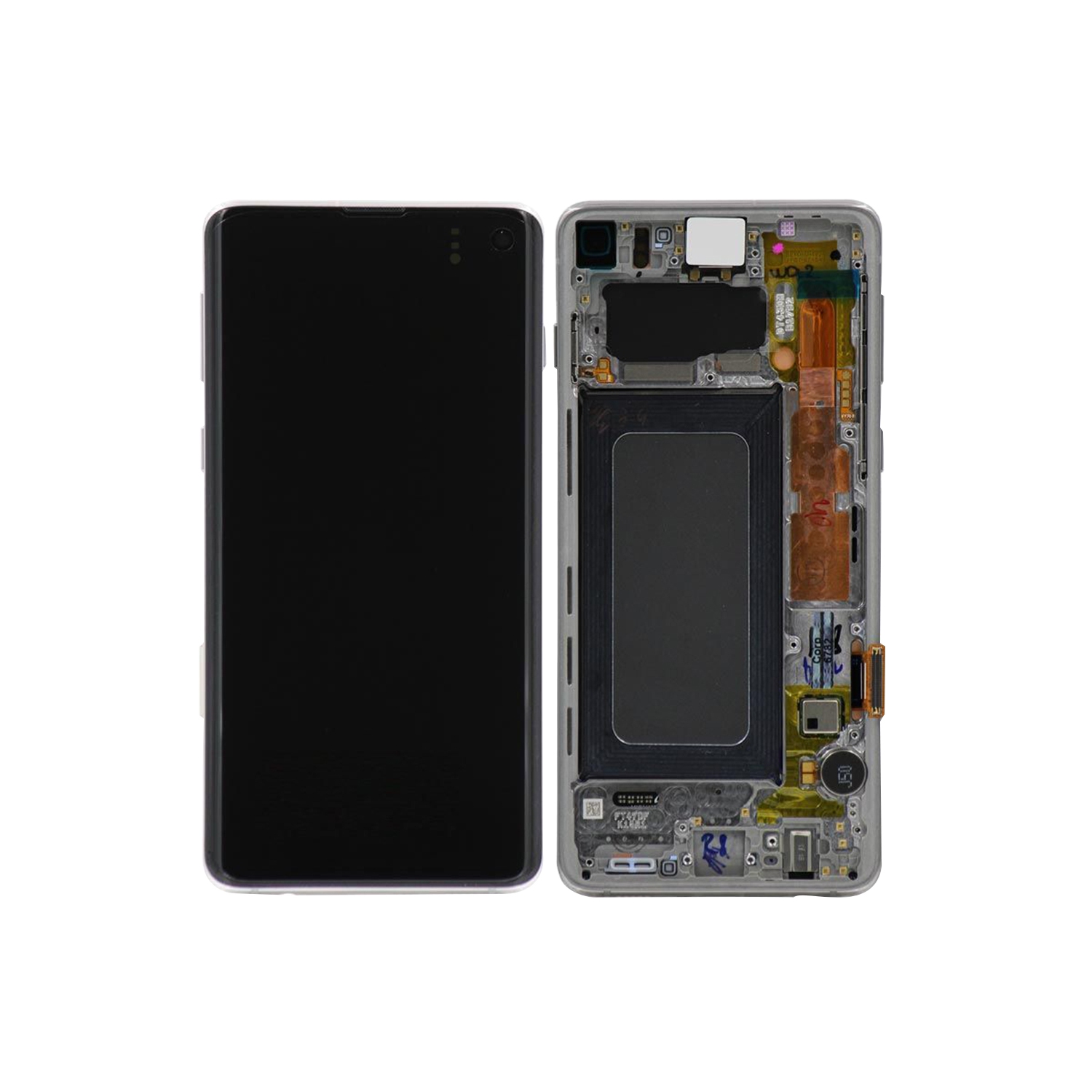 Replacement OLED Display Touch Screen Digitizer Assembly With Frame For Samsung Galaxy S10 (SM-G973W) - Prism White