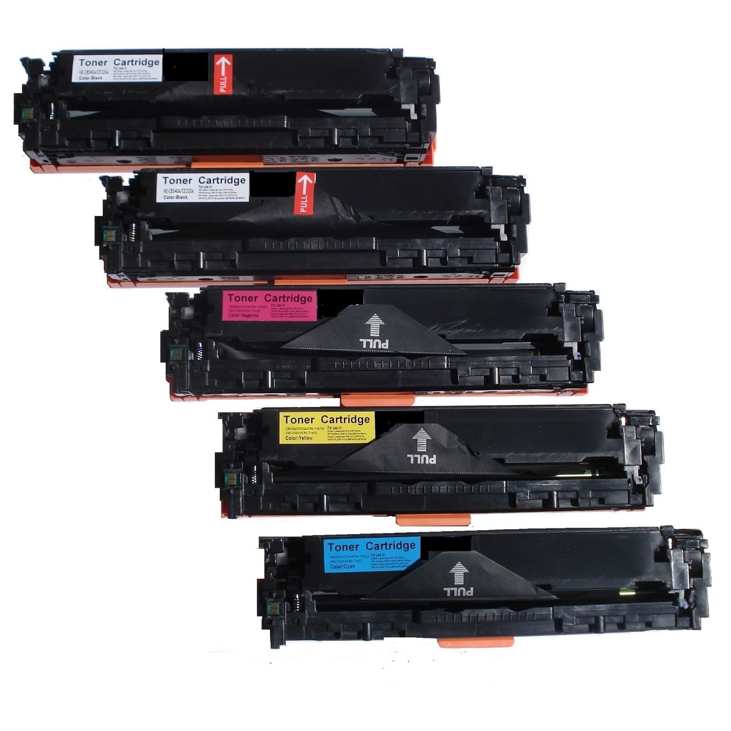 TONER4U - CARTOUCHE DE TONER COMPATIBLE AVEC LES PAQUETS DE 5 CARTOUCHES CB540A, CB541A, CB542A, CB543A POUR HP 125A, CM1312, CM1312NFI, CP1215,