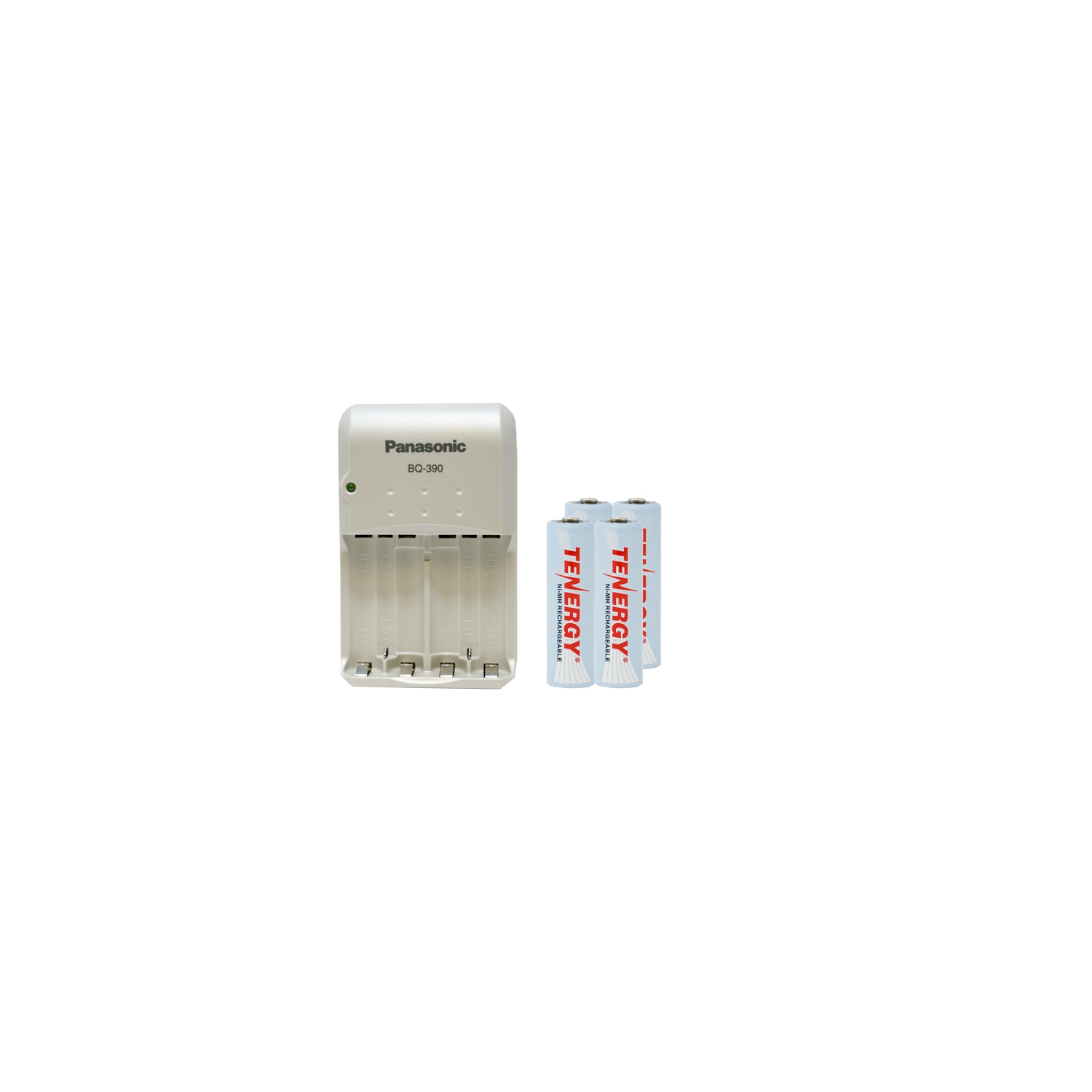 Panasonic BQ-390 Smart Battery Charger + 4 AA Tenergy NiMH Rechargeable Batteries (2500 mAh)