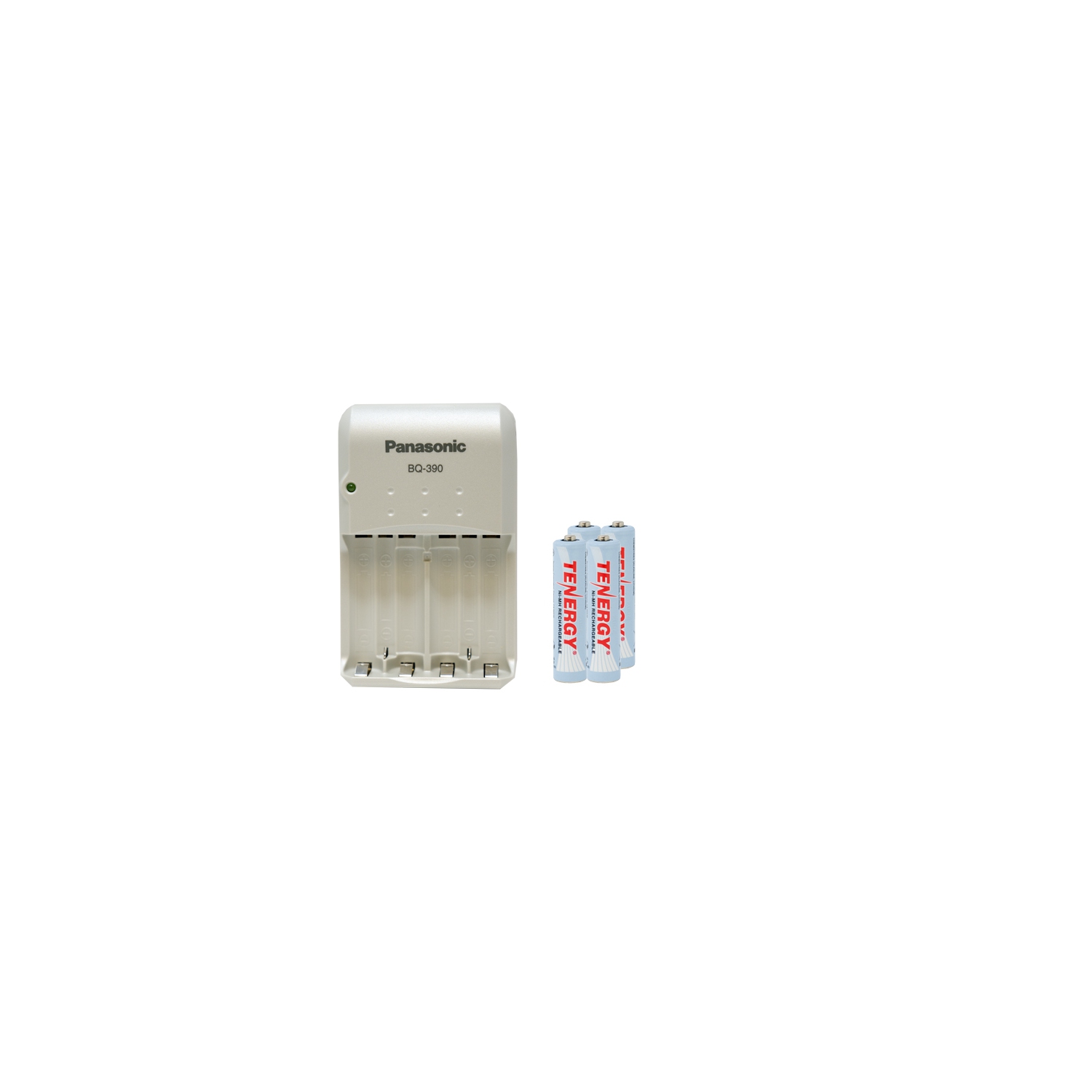 Panasonic BQ-390 Smart Battery Charger + 4 AAA Tenergy NiMH Rechargeable Batteries (1000 mAh)