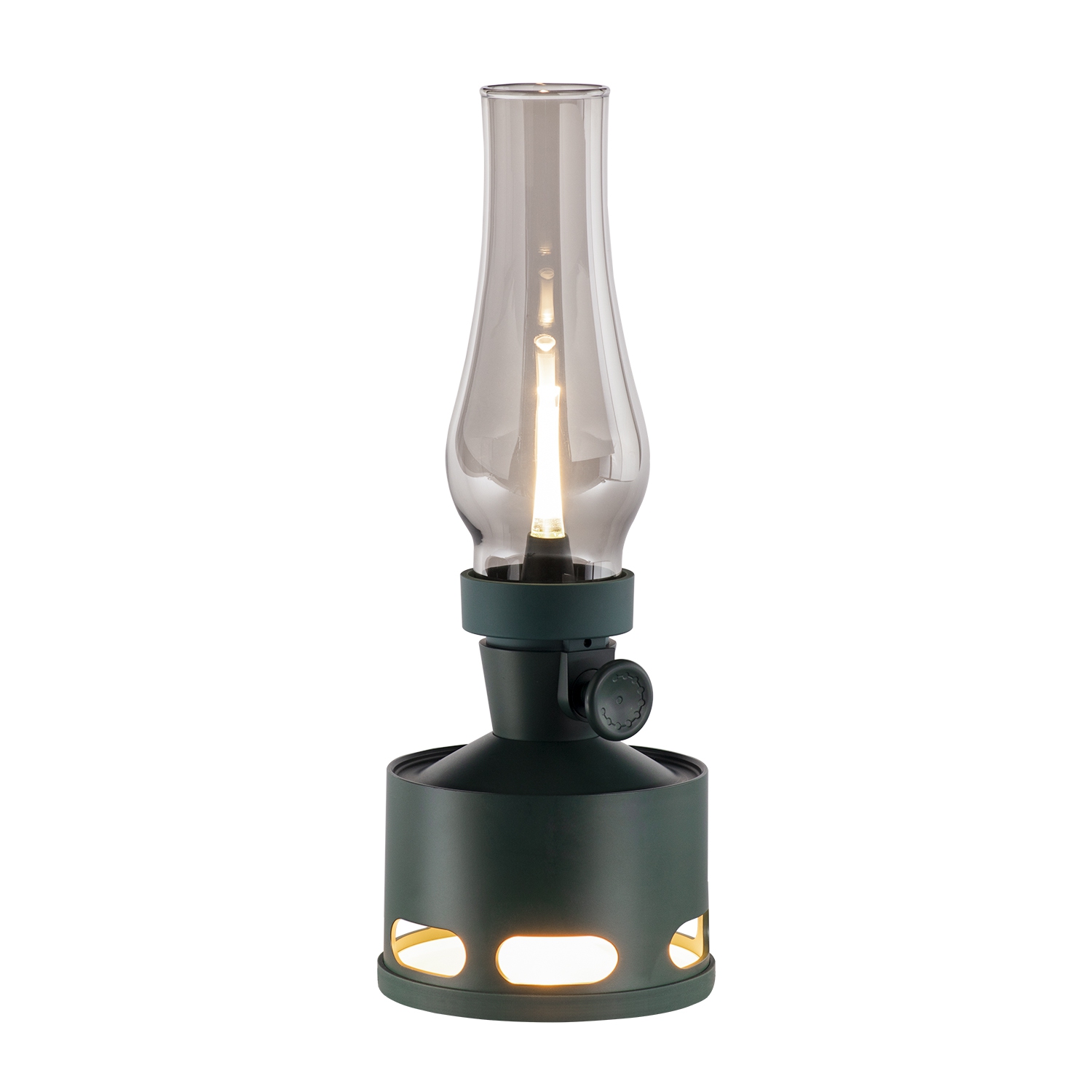 Tubicen Rechargeable LED Oil Lantern, 4000mAh Battery Operated Flameless LED Kerosene Lamp, Cordless Desk Lantern Kerosene Light, Blow/Tilt Off Control, 10-Way Dimmable Table Lamp, Green