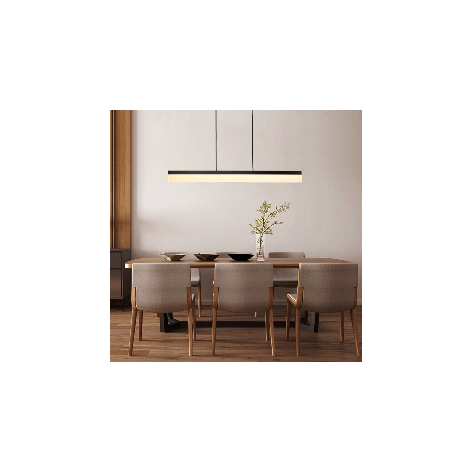 Suspension linéaire à DEL Tubicen, luminaire suspendu à intensité réglable de 17 W pour salle à manger, hauteur réglable de 11.8 à 68.9 po, lampe