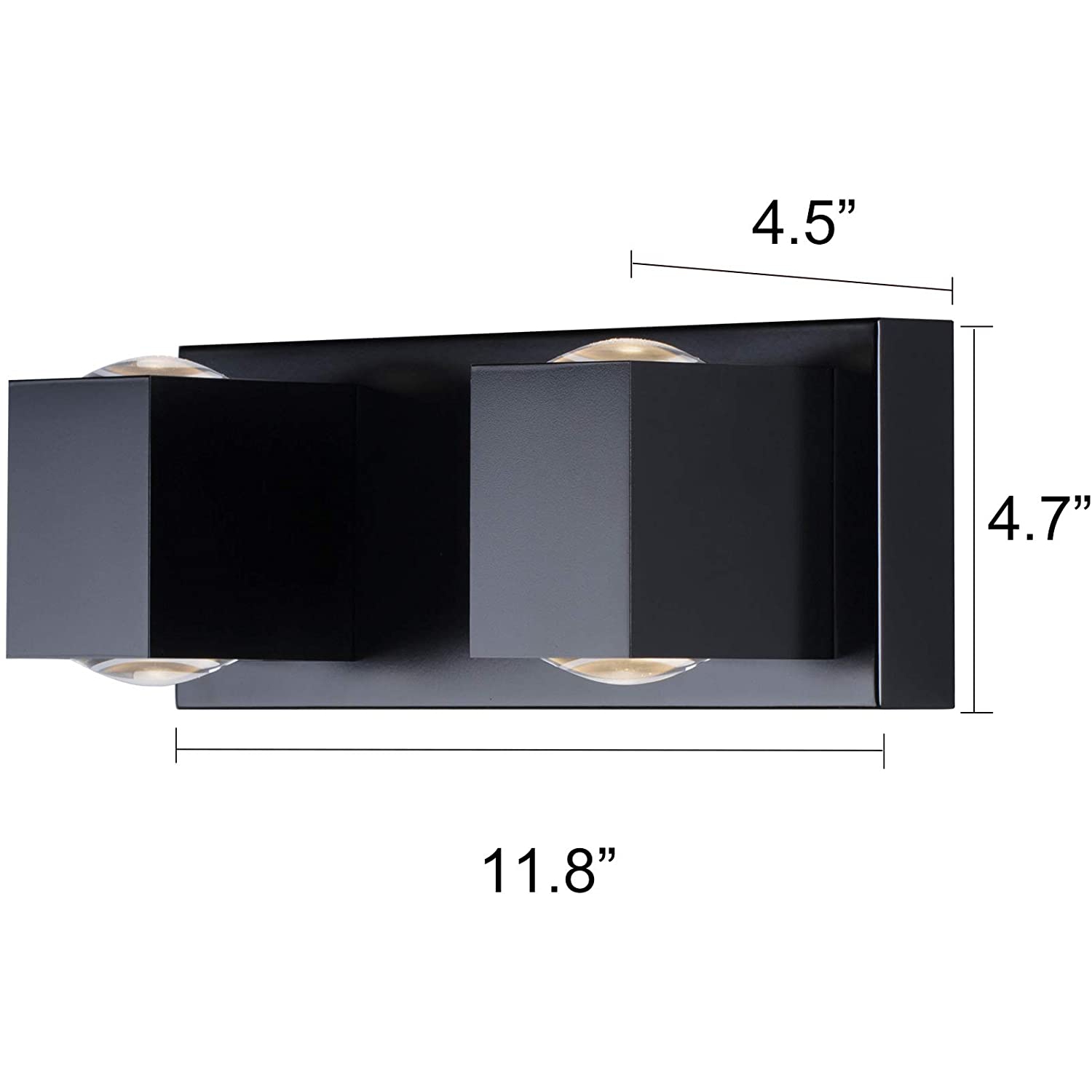 Applique murale Tubicen à 2 lumières, DEL à intensité réglable pour salle de bain, miroir pour salle de bain, lampe murale d'intérieur moderne pour