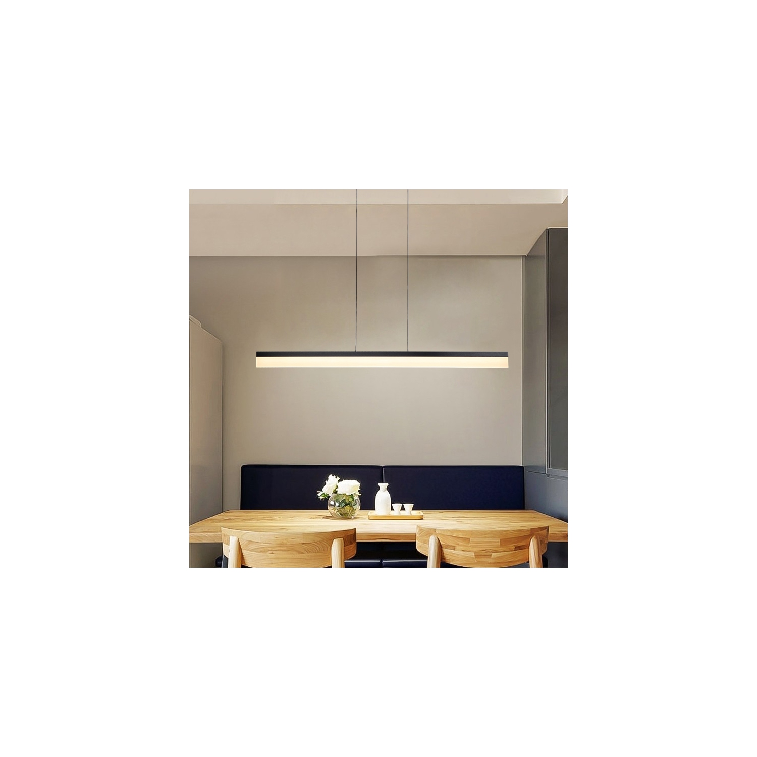 Suspension linéaire à DEL Tubicen, luminaire à DEL de 20 W à intensité réglable pour salle à manger, 11.8 à 68.9 po à hauteur réglable, 47.2 po L,