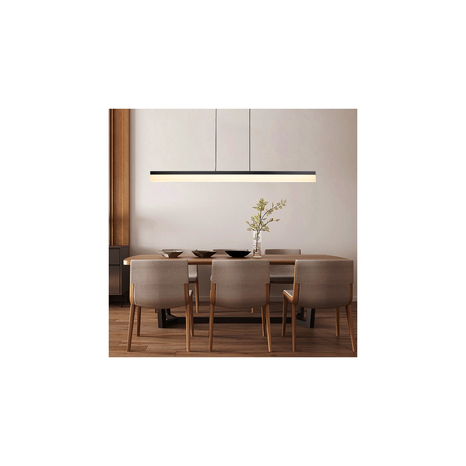 Suspension linéaire à DEL Tubicen, luminaire à DEL de 20 W à intensité réglable pour salle à manger, 11.8 à 68.9 po à hauteur réglable, 47.2 po L,