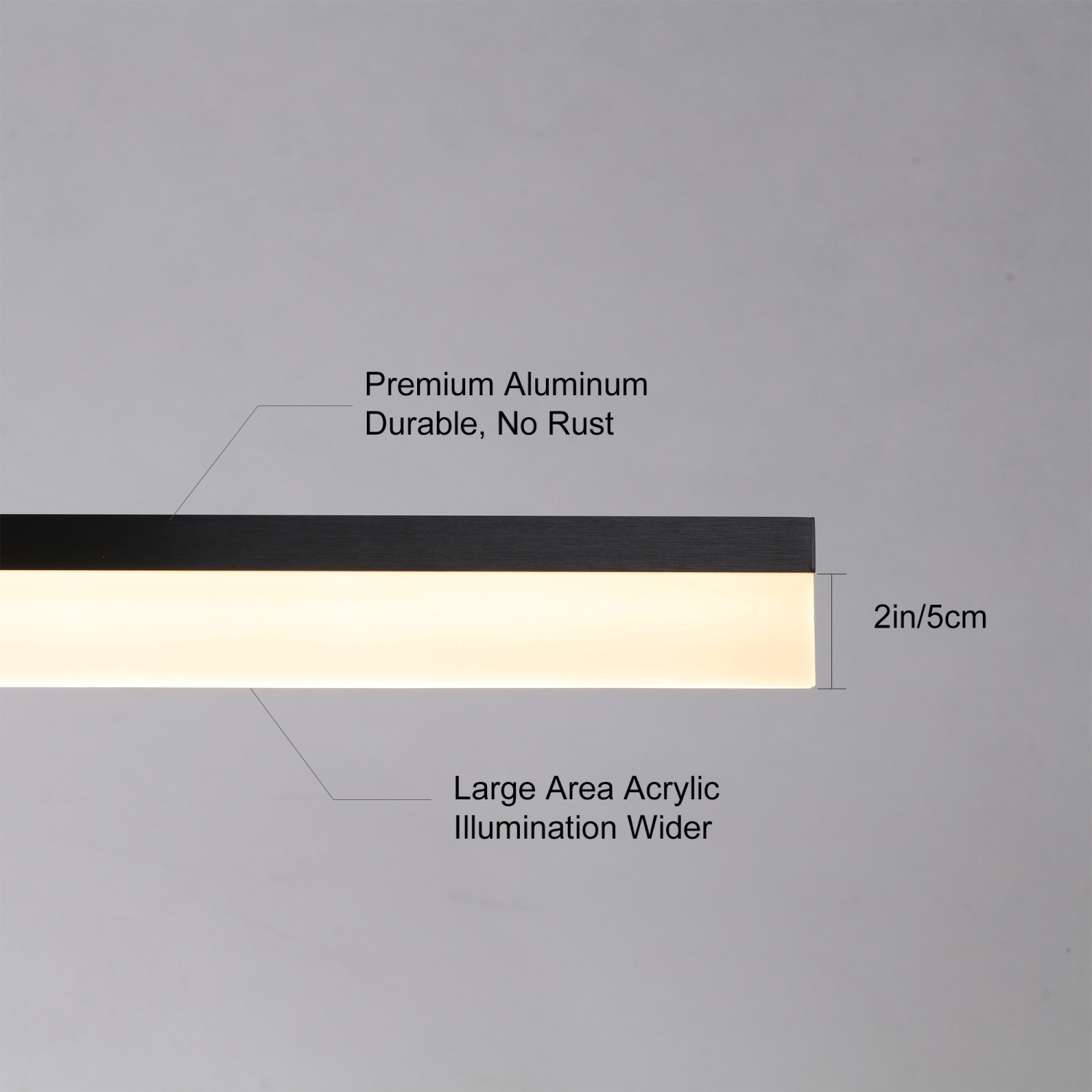 Suspension linéaire à DEL Tubicen, luminaire à DEL de 20 W à intensité réglable pour salle à manger, 11.8 à 68.9 po à hauteur réglable, 47.2 po L,