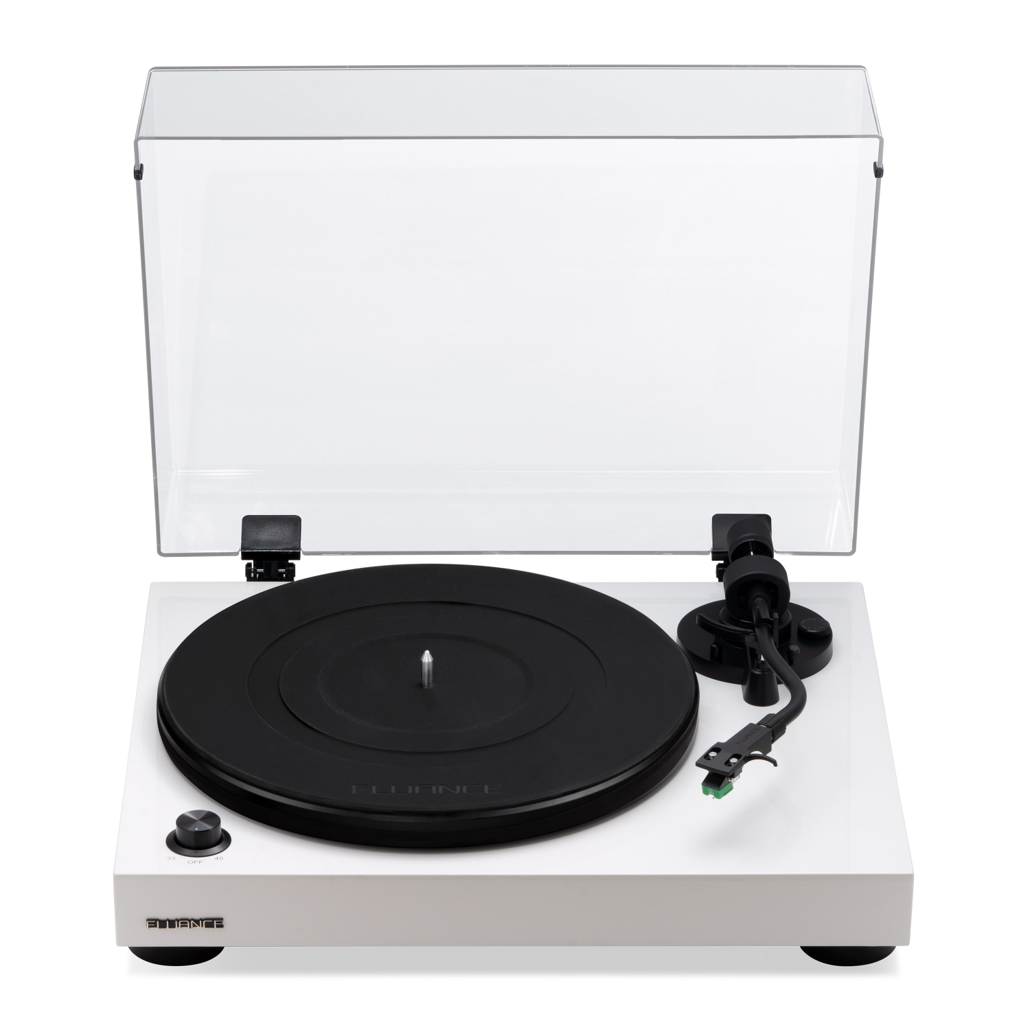 Tourne-disque haute fidélité RT81 Elite de Fluance avec cartouche AT95E d'Audio Technica, entraînement par courroie, préamplificateur