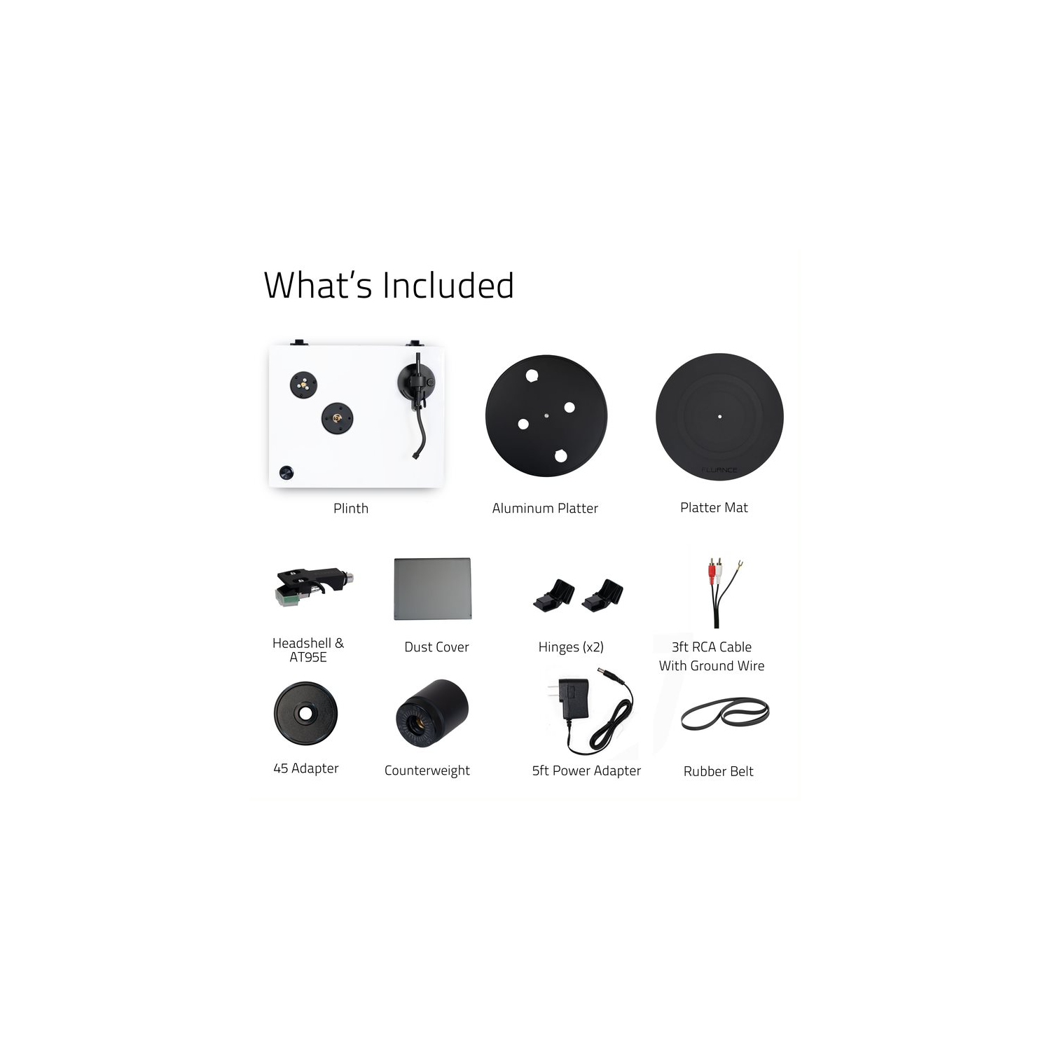 Tourne-disque haute fidélité RT81 Elite de Fluance avec cartouche AT95E d'Audio Technica, entraînement par courroie, préamplificateur