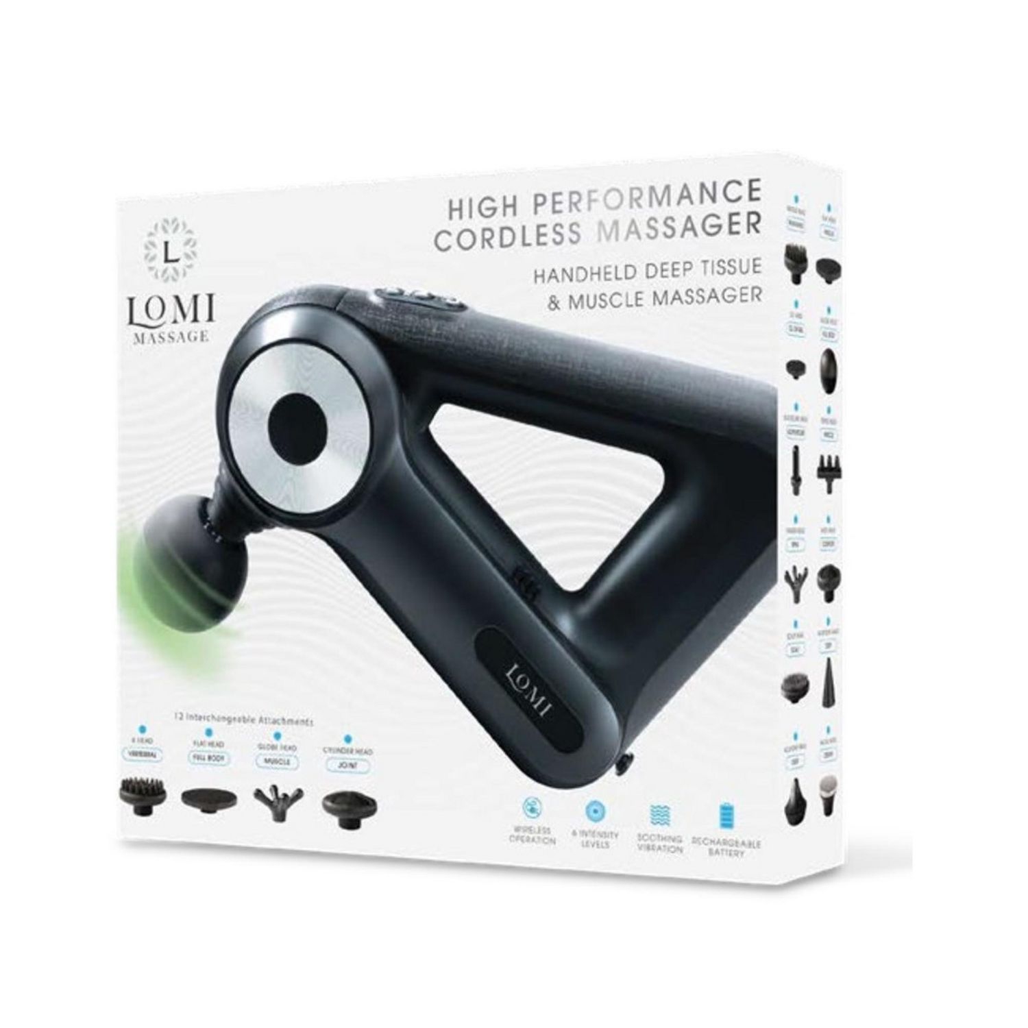 Masseur de pistolet à percussion sans fil Lomi PRO avec 12 têtes interchangeables
