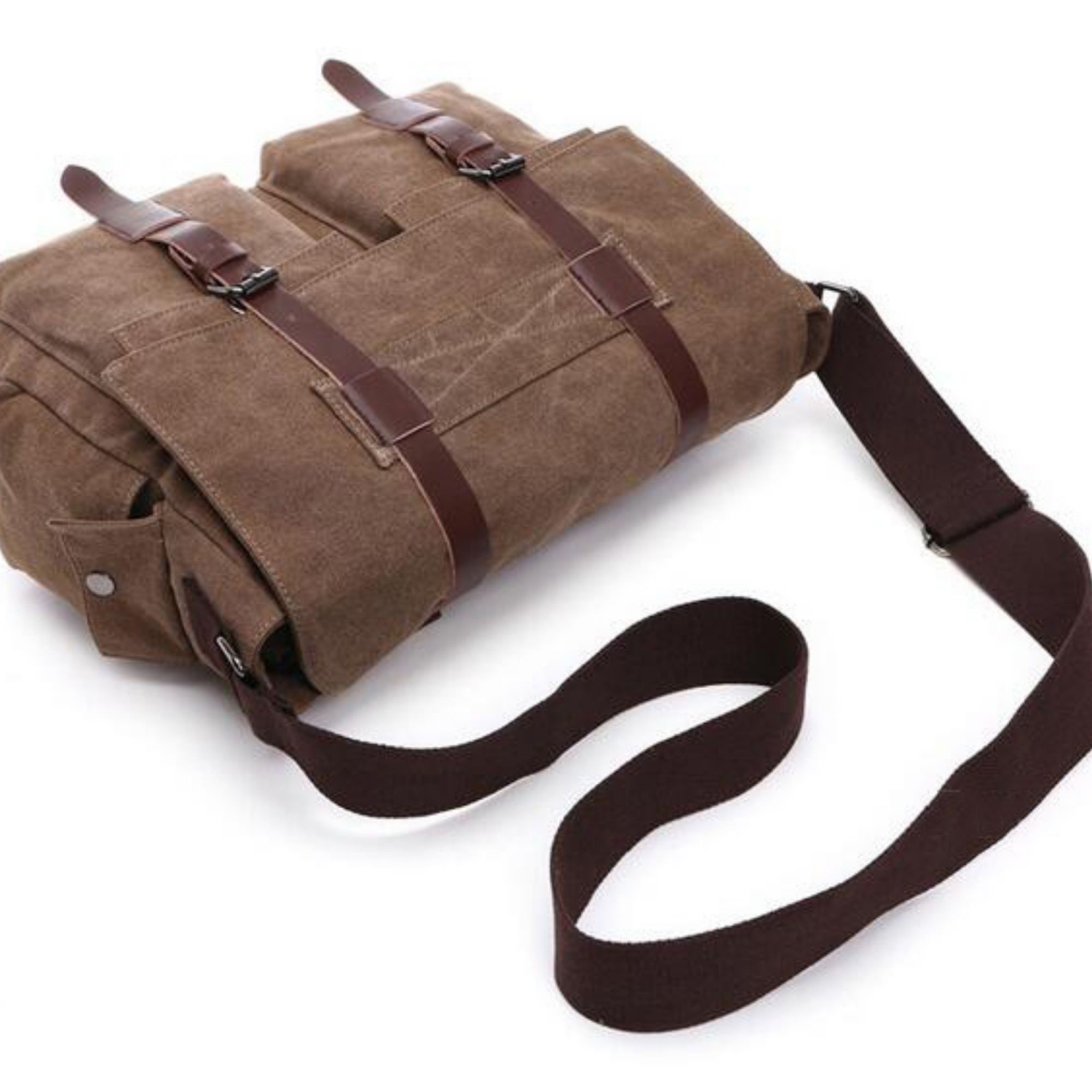 Sac en toile pour portable Spliurg’d Sac à bandoulière de style messager. Style militaire, pour dames ou hommes - Beige