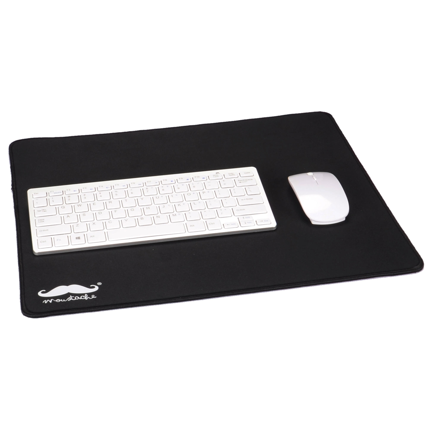 Moustache Gaming Mouse Pad Mat Standard Size (450x 400 x 4 mm) Keyboard Pad Mousepad Water-Resistant with Non-Slip Grippy Rubber Base, Smooth Surface, Durable Edges - Black
