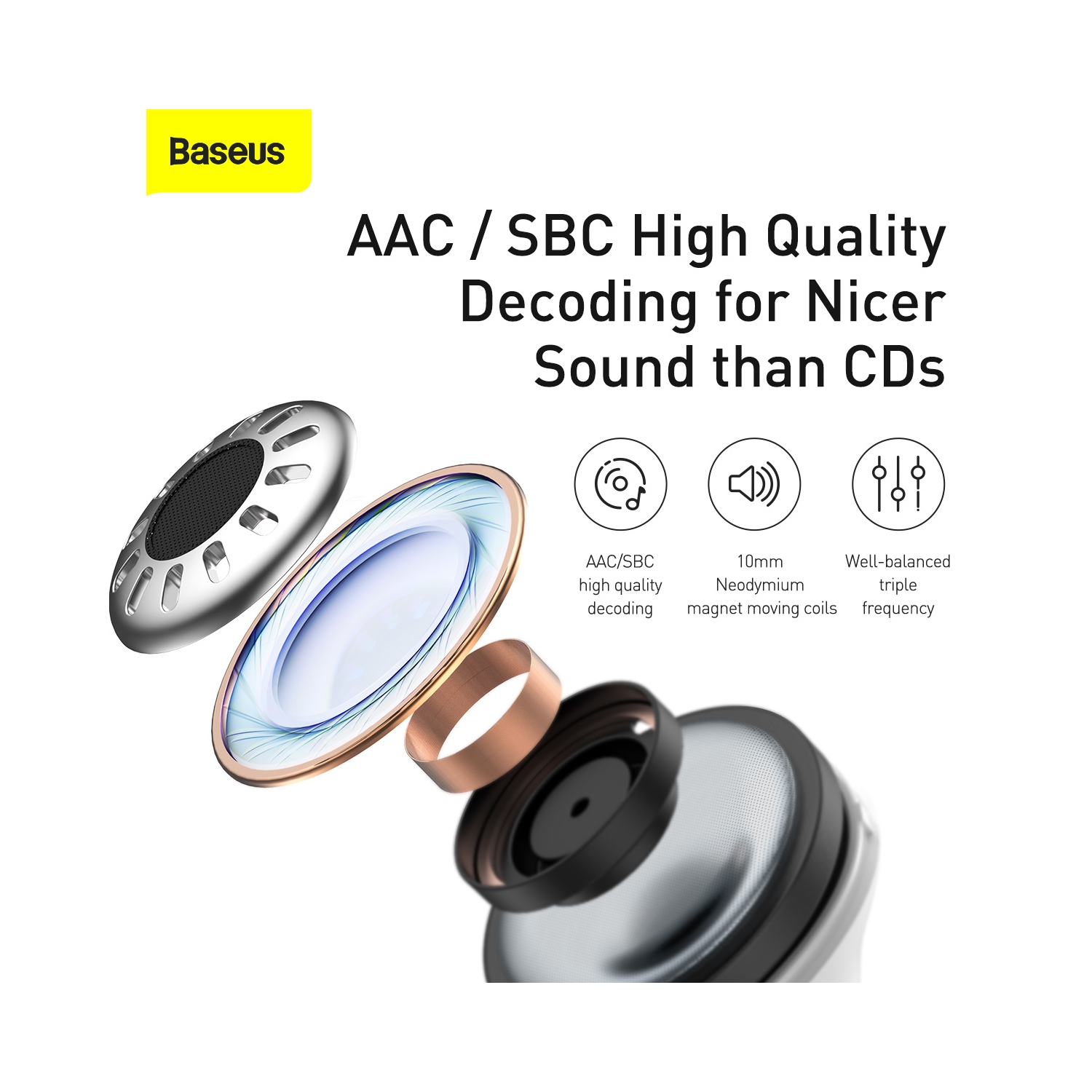 Baseus Active Noise Cancelling-True Wireless Earphone S1 White