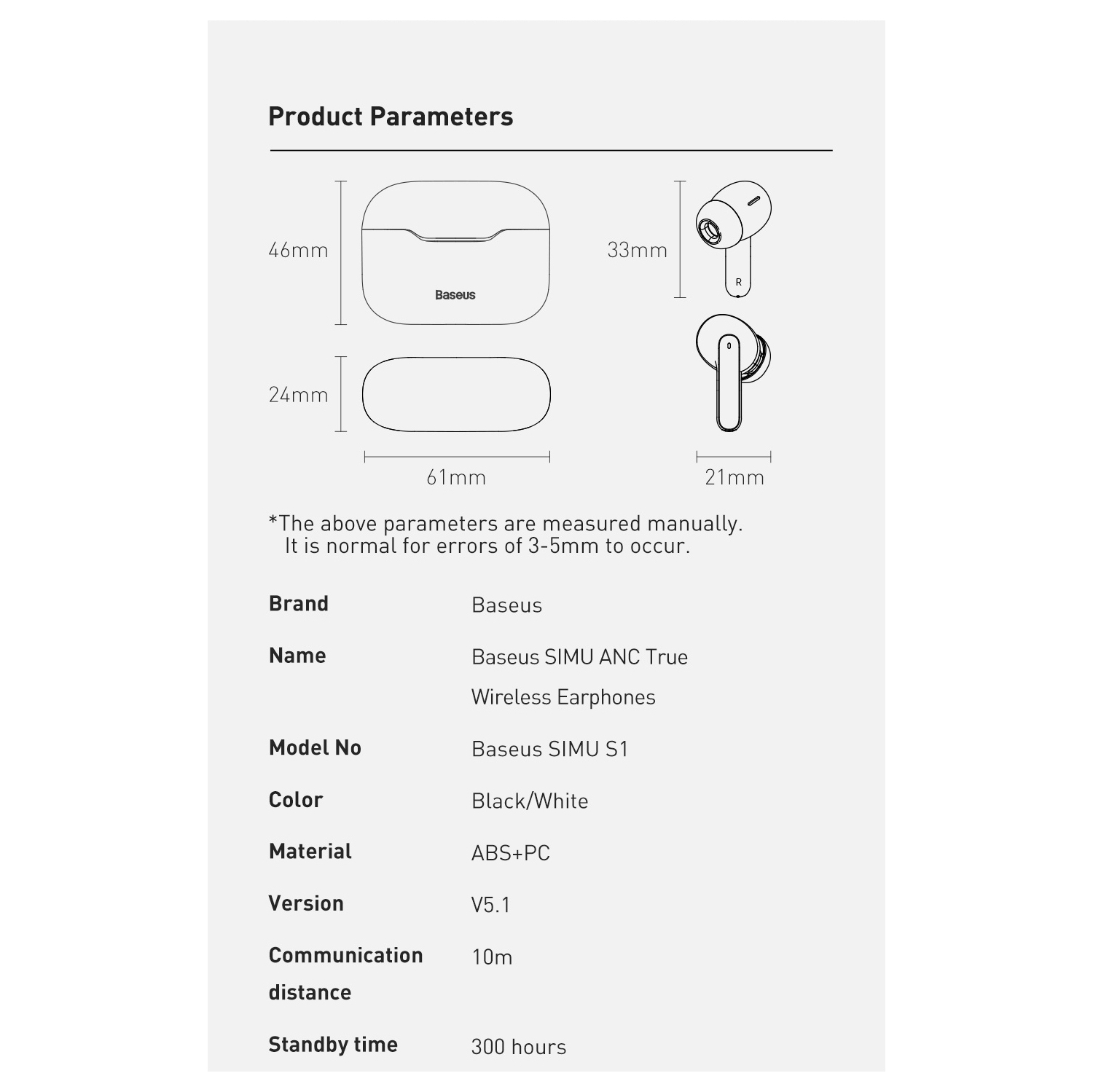 Baseus Active Noise Cancelling-True Wireless Earphone S1 White