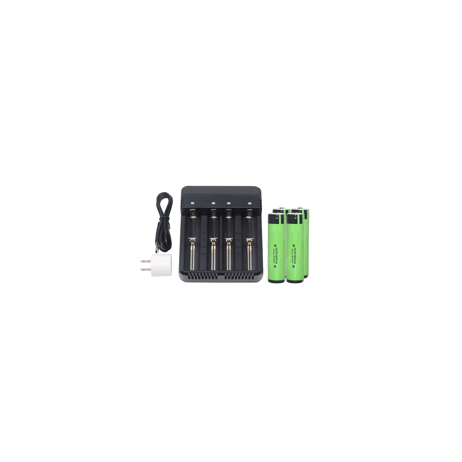 4-Slot Li-ion Battery Charger + 4 x 3.7 Volt Panasonic 18650 Lithium Ion Batteries (3400 mAh)