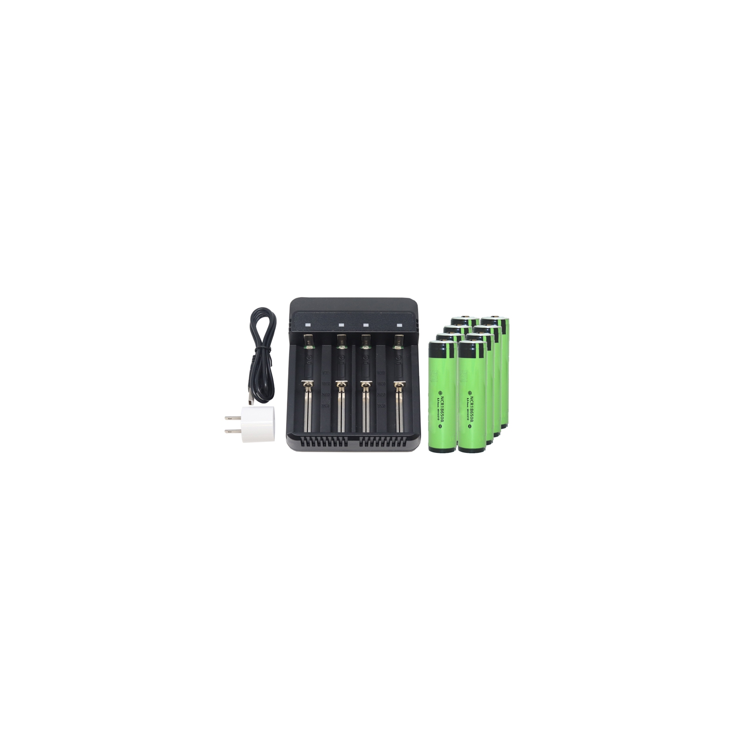 4-Slot Li-ion Battery Charger + 8 x 3.7 Volt Panasonic 18650 Lithium Ion Batteries (3400 mAh)