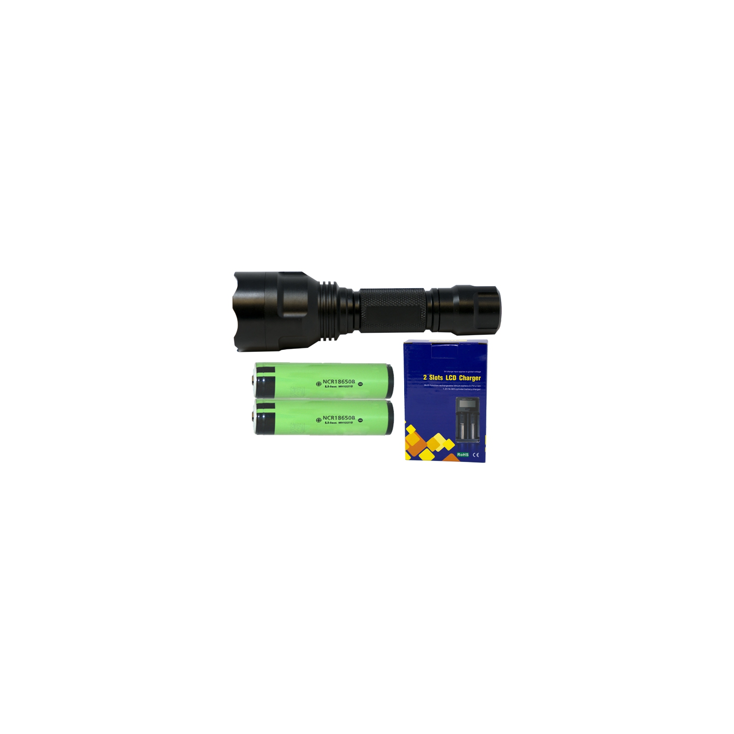 2-Slot Fast Battery Charger + 2 x 3.7 Volt Panasonic 18650 Lithium Ion Button Top Batteries (3400 mAh)
