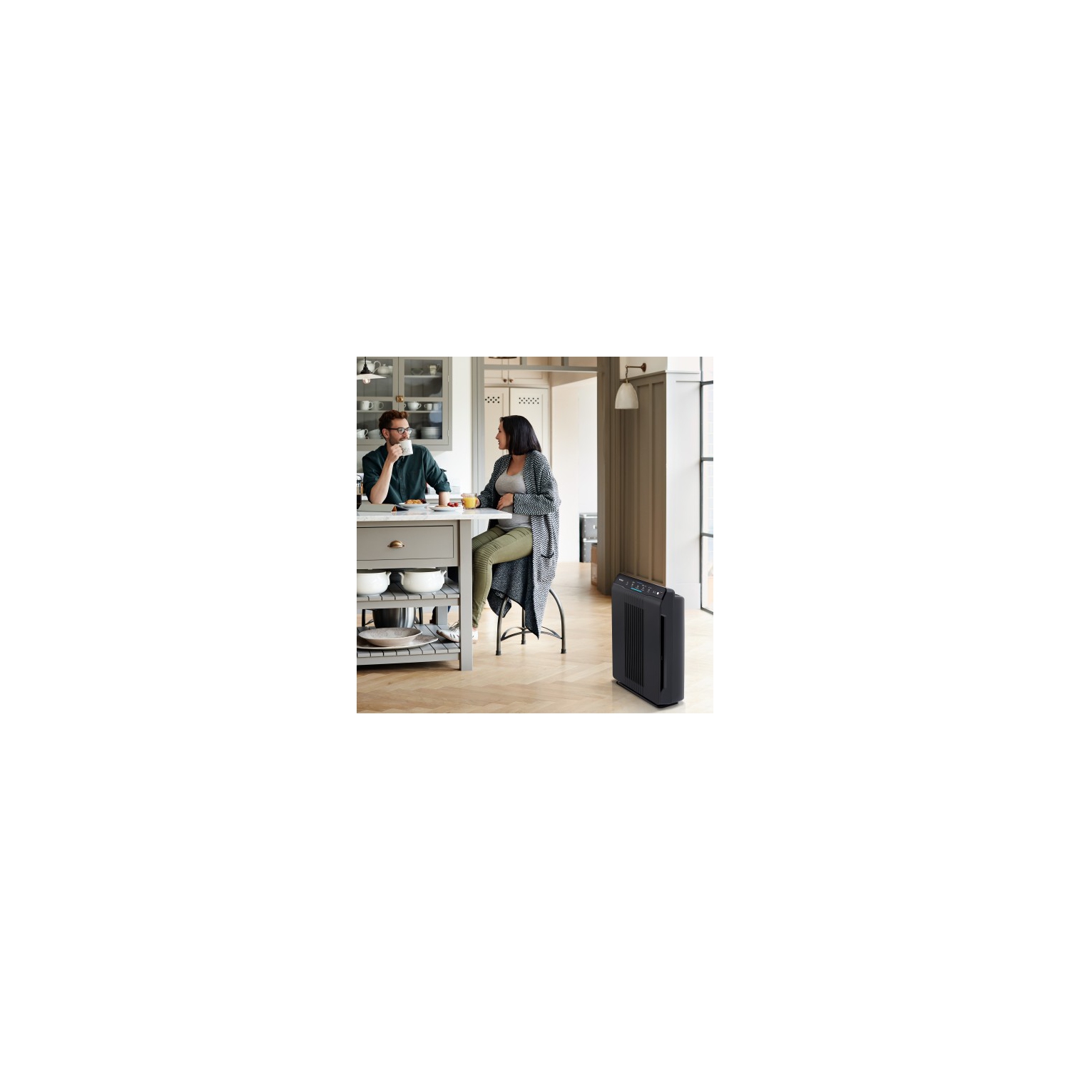 Purificateur d'air Winix PlasmaWave avec True HEPA et filtre à charbon AOC lavable réduisant les odeurs, gris anthracite -