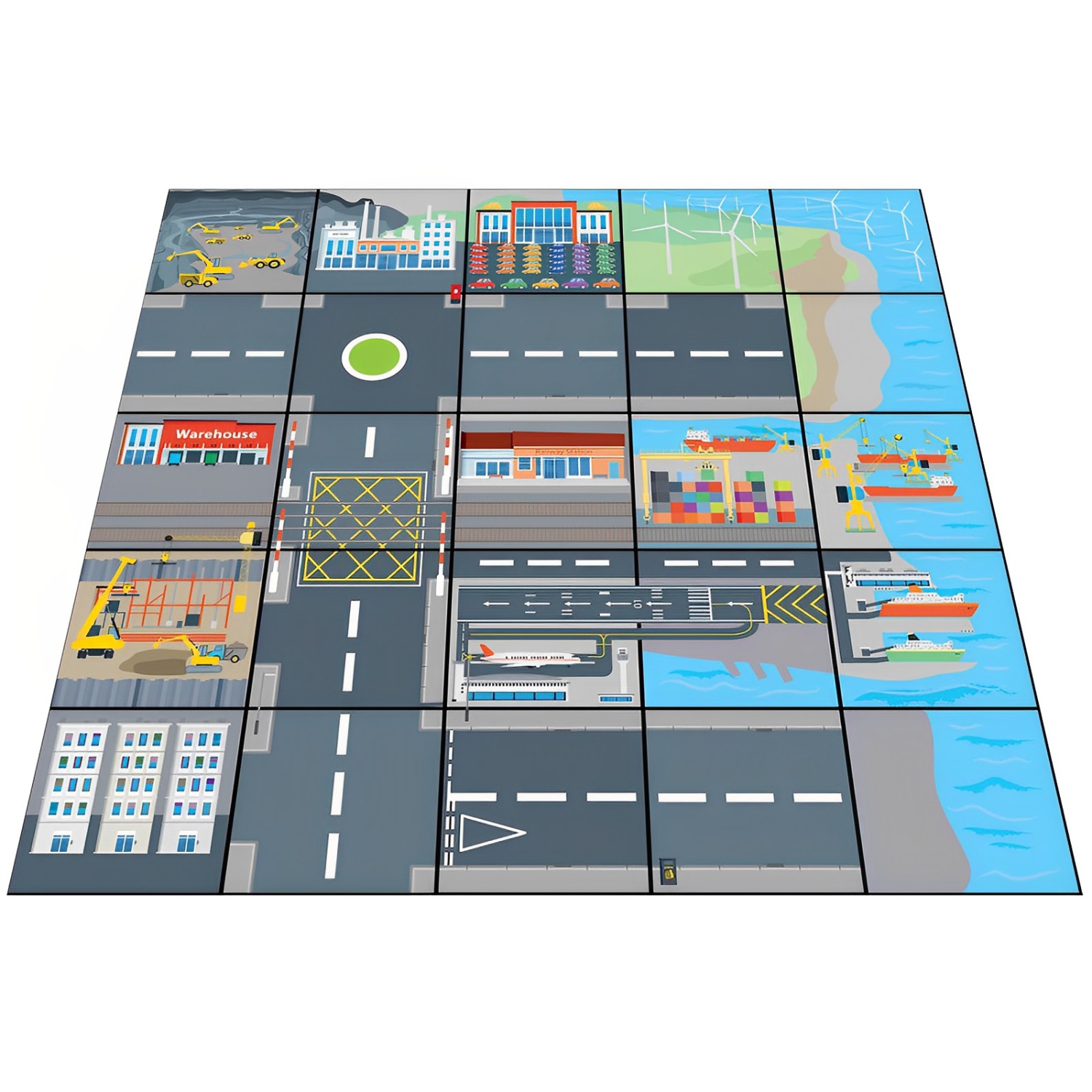 TTS Transport and Industry Bee-Bot Mat. Product Code: 708-IT10152 | Floor playmats for kids Educational Fun Robot mats- Programmable Robot Toys for