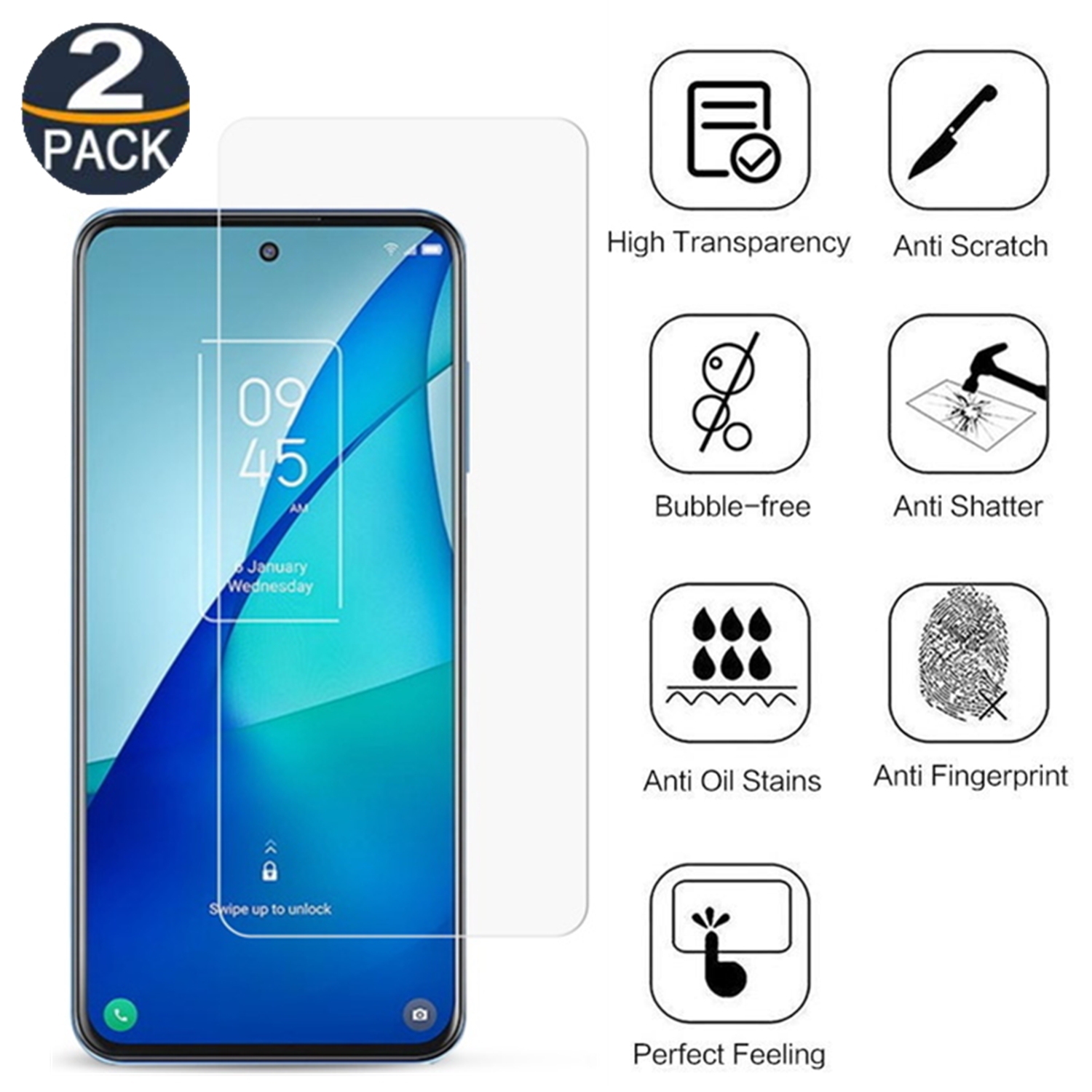 【2 Packs】 CSmart Premium Tempered Glass Screen Protector for TCL 20S / 20L / 20L Plus, Case Friendly & Bubble Free
