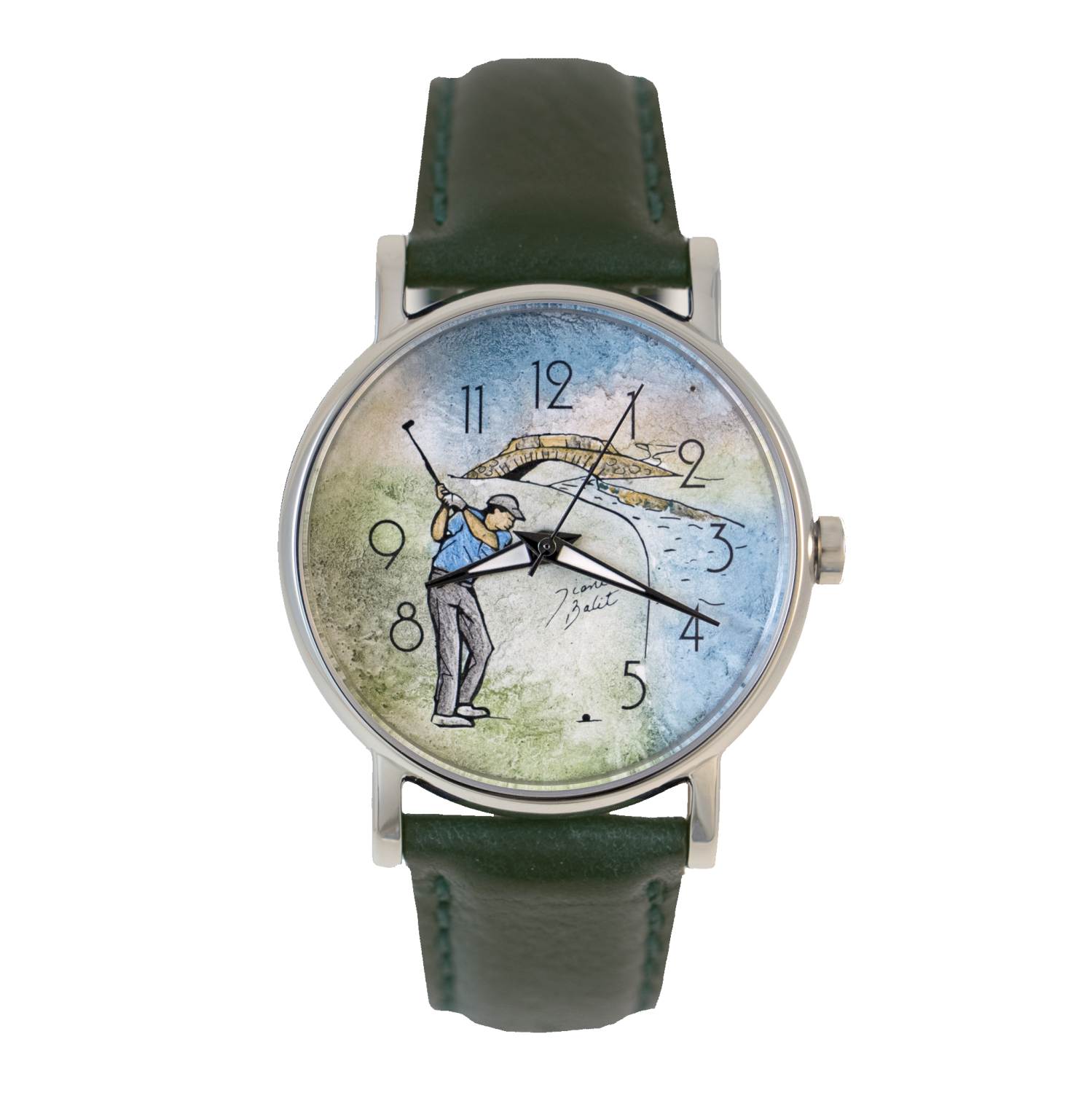 Men's steel and leather watch | GOLF ST-ANDREWS