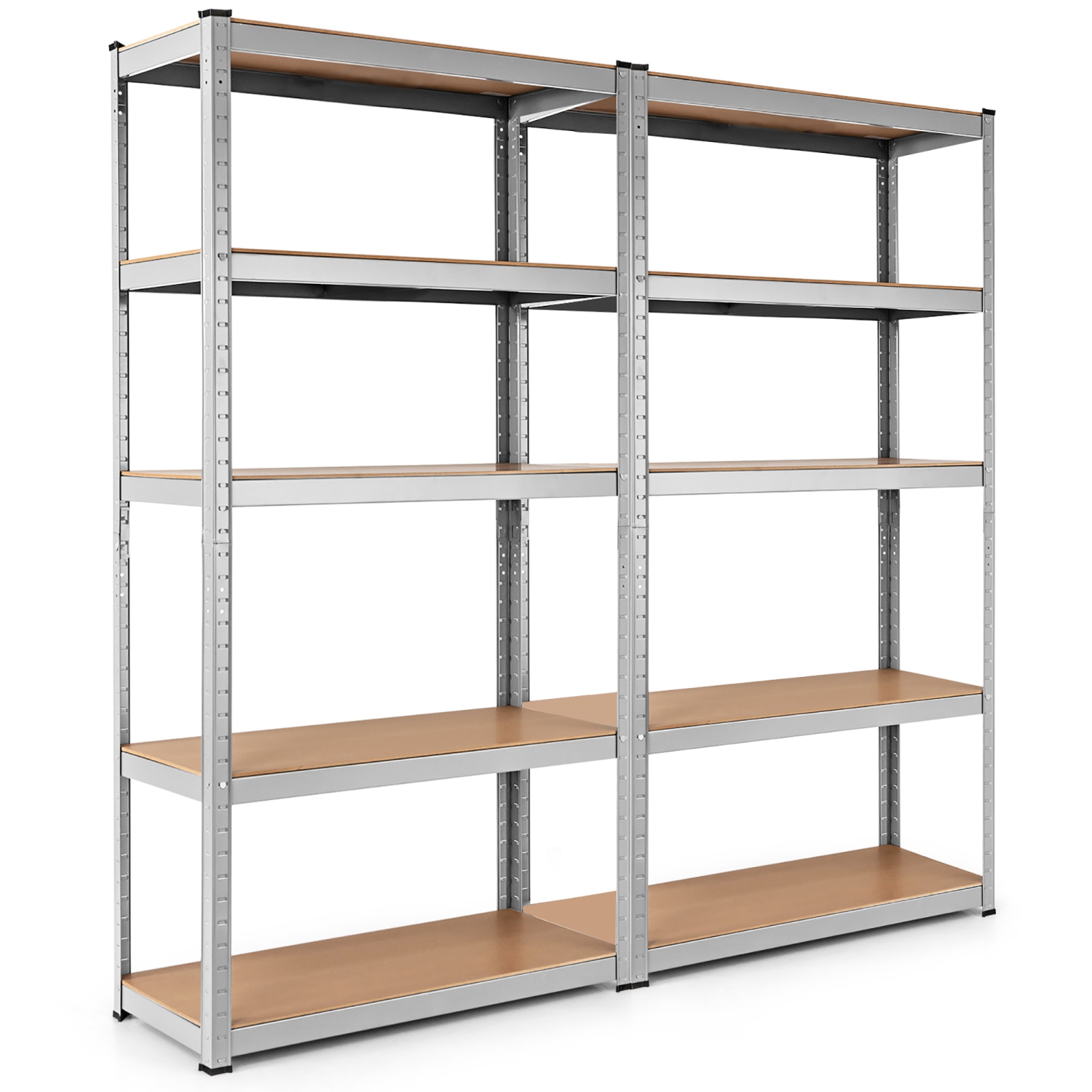 2PCS 72"Heavy Duty Steel 5 Level Garage Shelf Storage Adjustable Shelves Silver\Blue