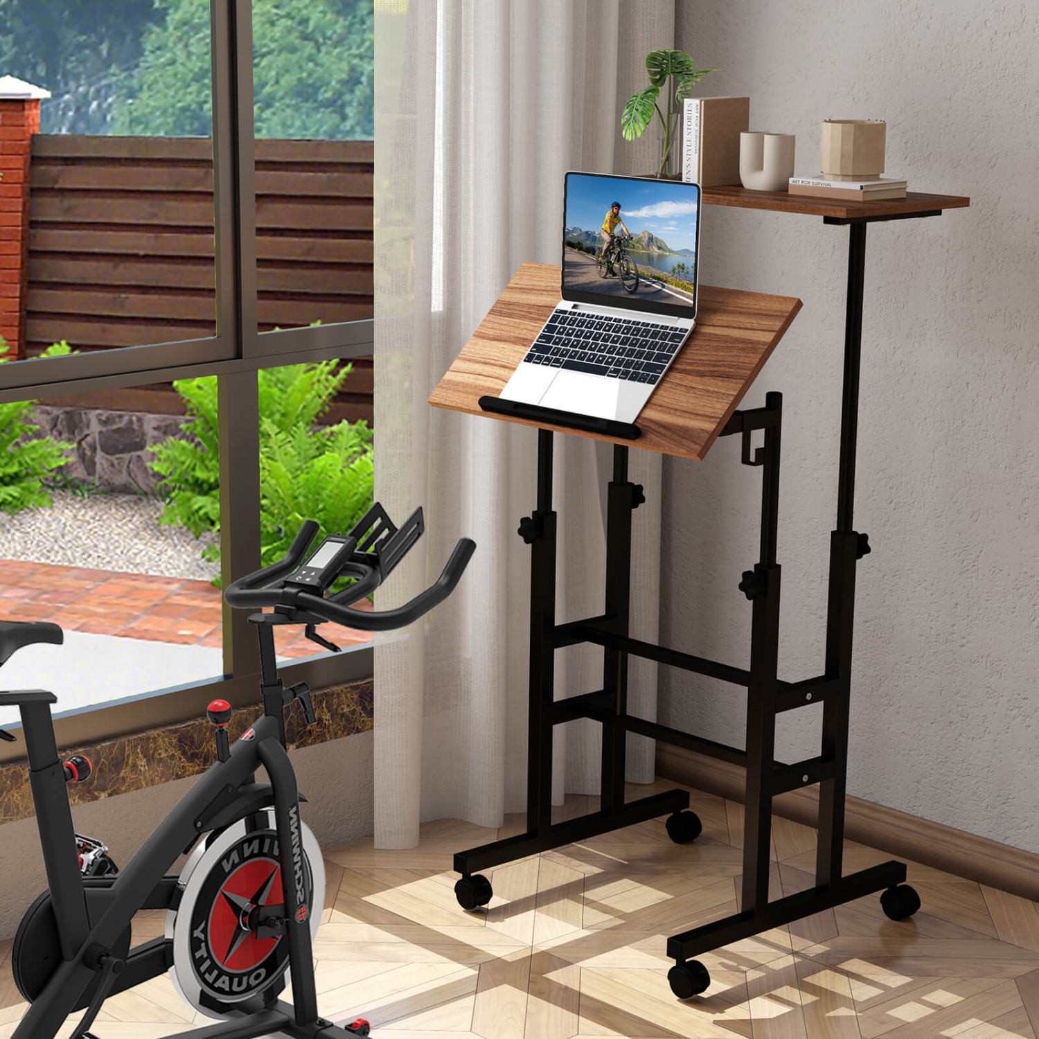 Costway Mobile Standing Desk Rolling Adjustable Laptop Cart Home Office