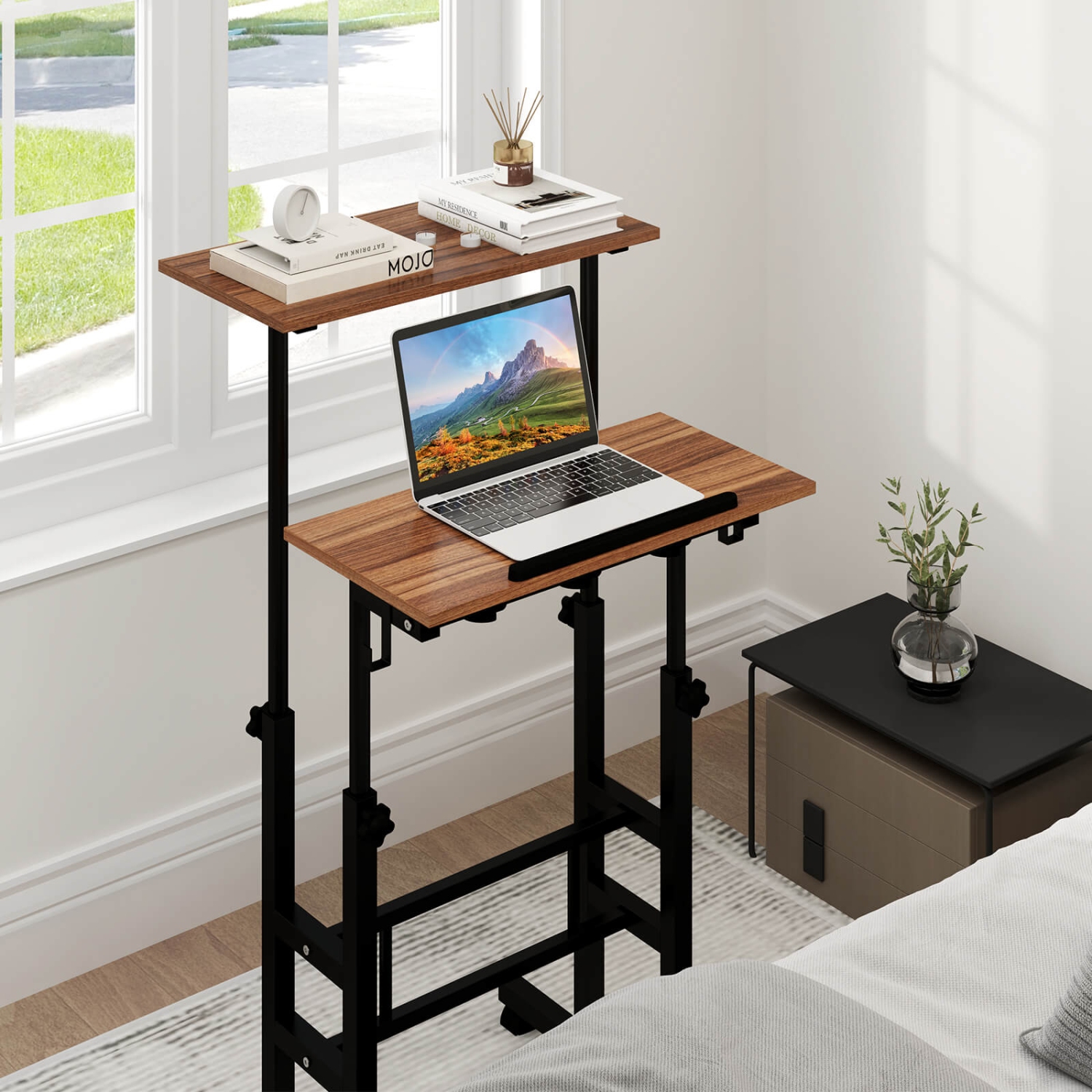 Costway Mobile Standing Desk Rolling Adjustable Laptop Cart Home Office