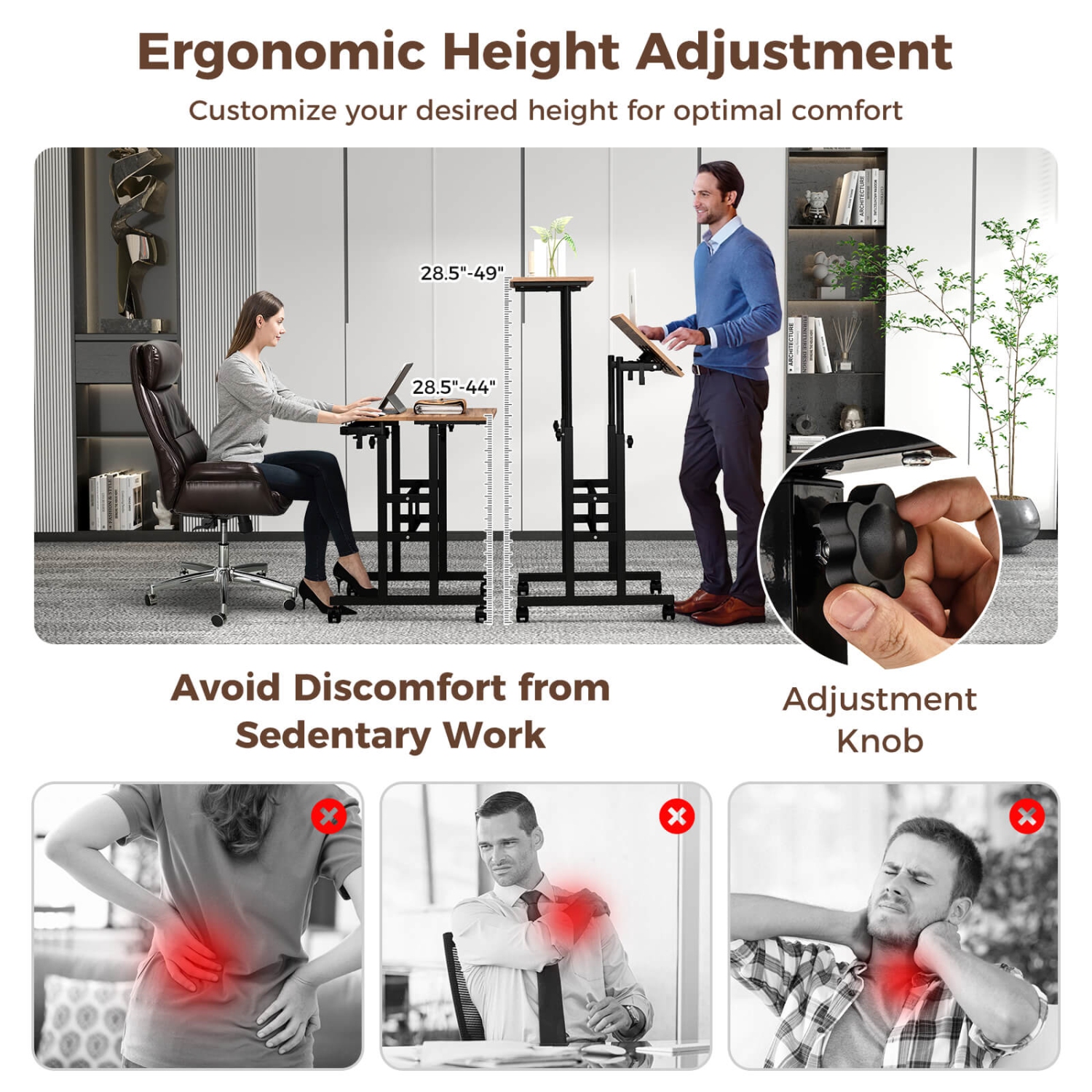 Costway Mobile Standing Desk Rolling Adjustable Laptop Cart Home Office