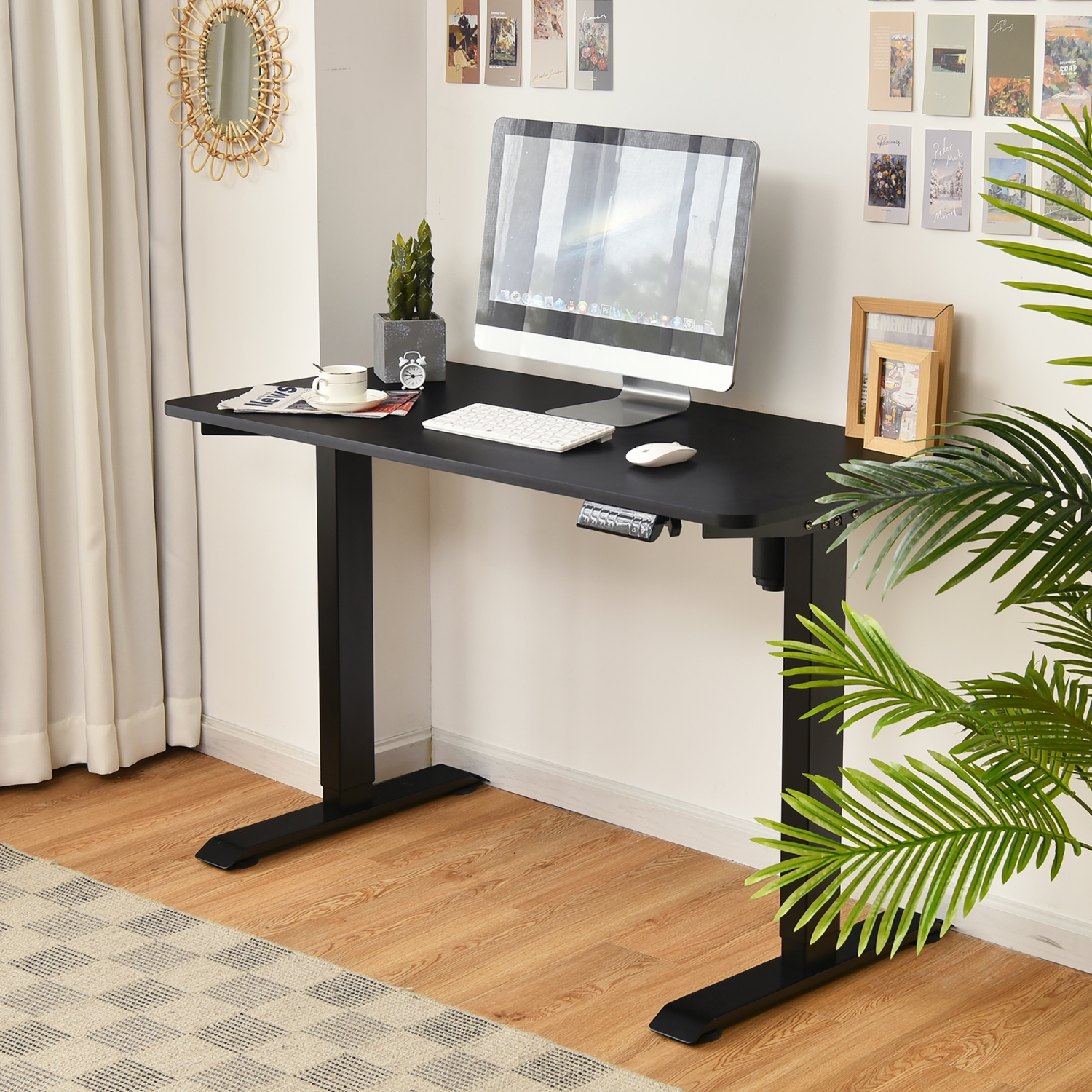 Costway Electric Adjustable Standing Desk Stand up Workstation w/Control White\Black\ Maple\Teak